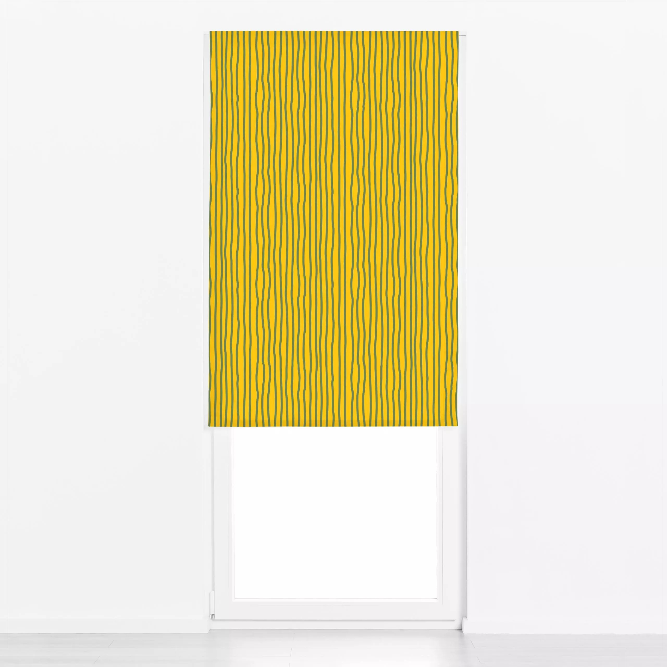 Raffrollo Aloha Stripes Vertical yellow - Sommer, Symbole & Muster - von „Andrea Haase"; Linien, Streifen, gelb, blue, gestr...