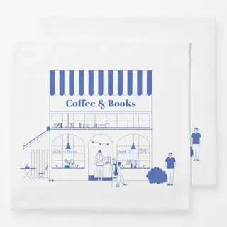 Servietten Coffee and Books Illustration