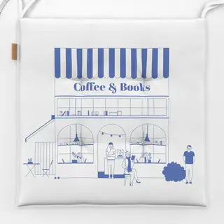Sitzkissen Coffee and Books Illustration