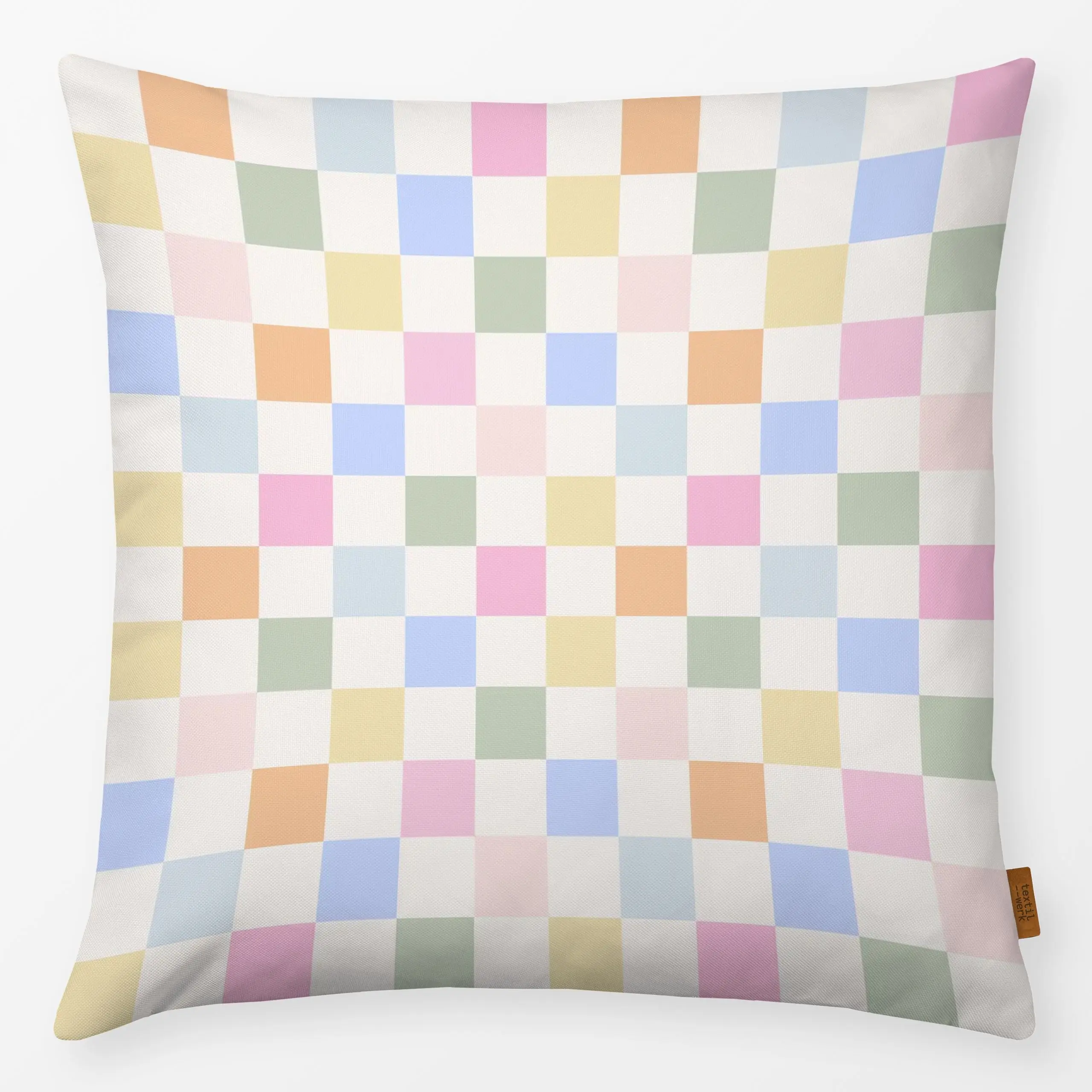 Kissen Kacheln Pastellfarben - Symbole & Muster - von „Sophie Augustin Illustration"; Karo, kariert, Schachbrett, Karomuster...