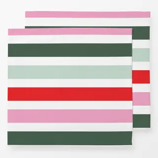 Servietten X-Mas Streifen Grün & Pink