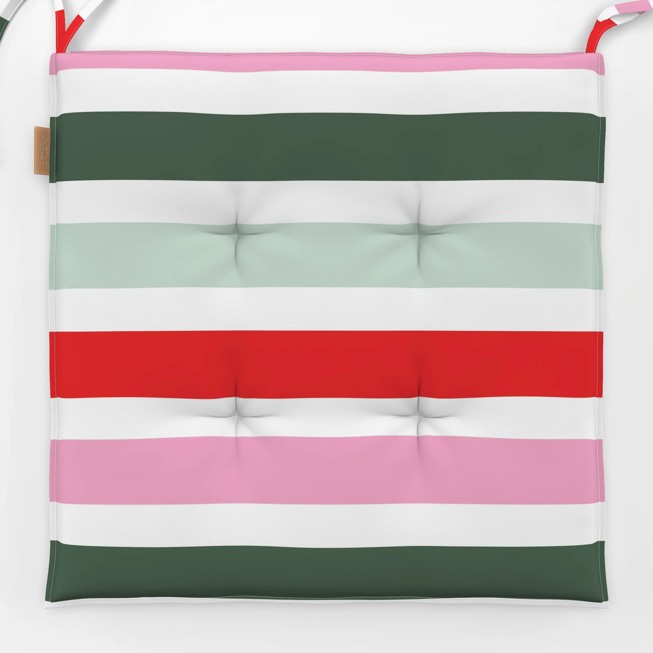Sitzkissen X-Mas Streifen Grün & Pink - Weihnachten - von „Sara Maria"; Streifen, Weihnachten, Nordisch, advent, scandinavis...