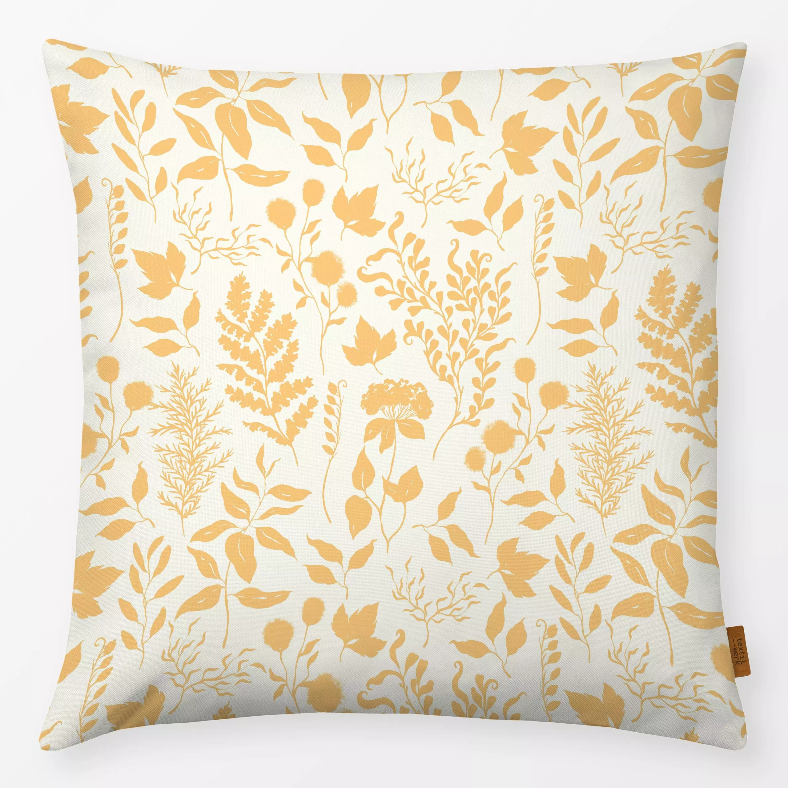 Kissen Sommerblumen Gelb Creme - Blumen & Florales, Sommer - von „Monika Strigel"; creme, Wildblumen, Sonne, beige, gelb, Mo...