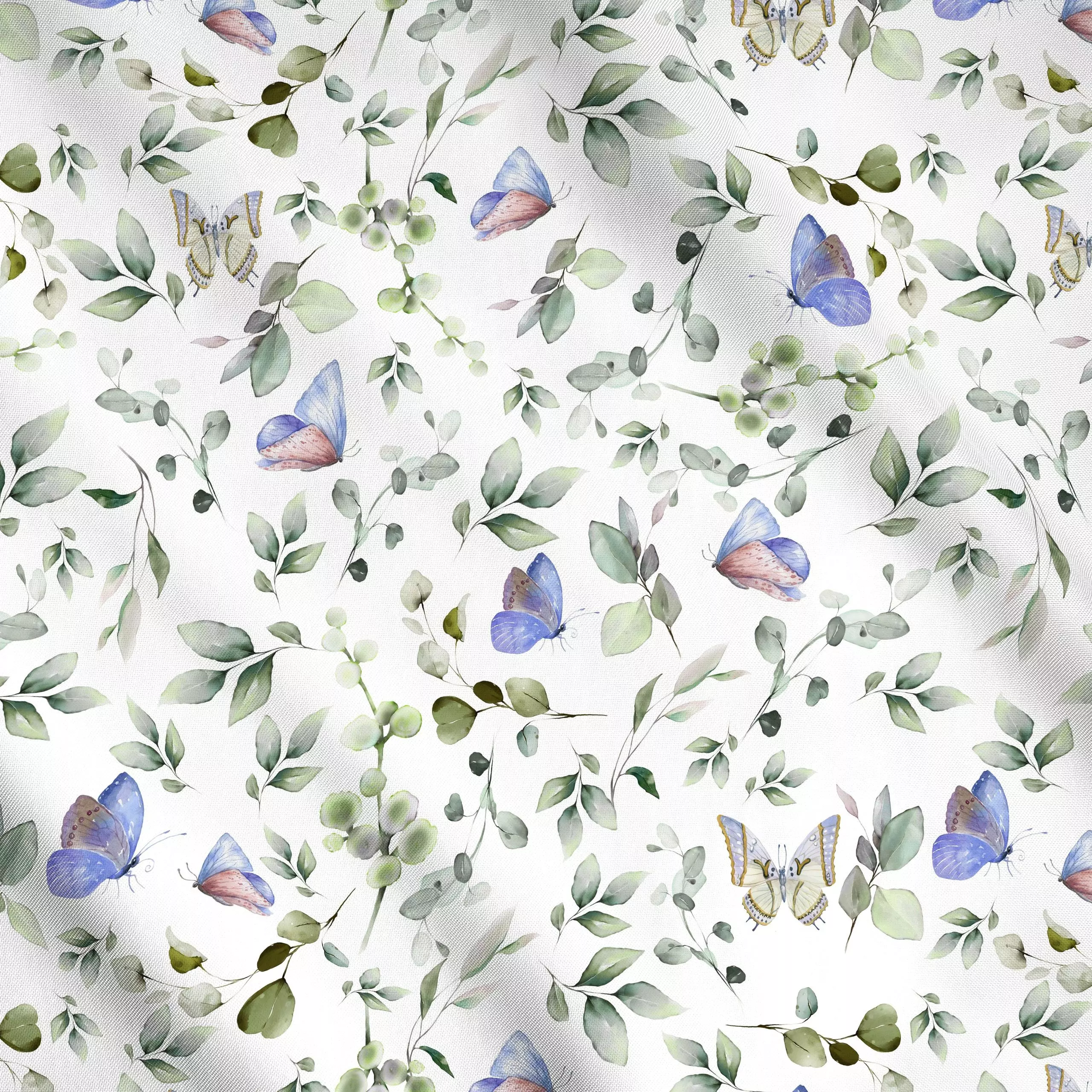 Meterware Eukalyptus und Schmetterlinge, Blumen, Tiere, Sommer, von Uta Naumann