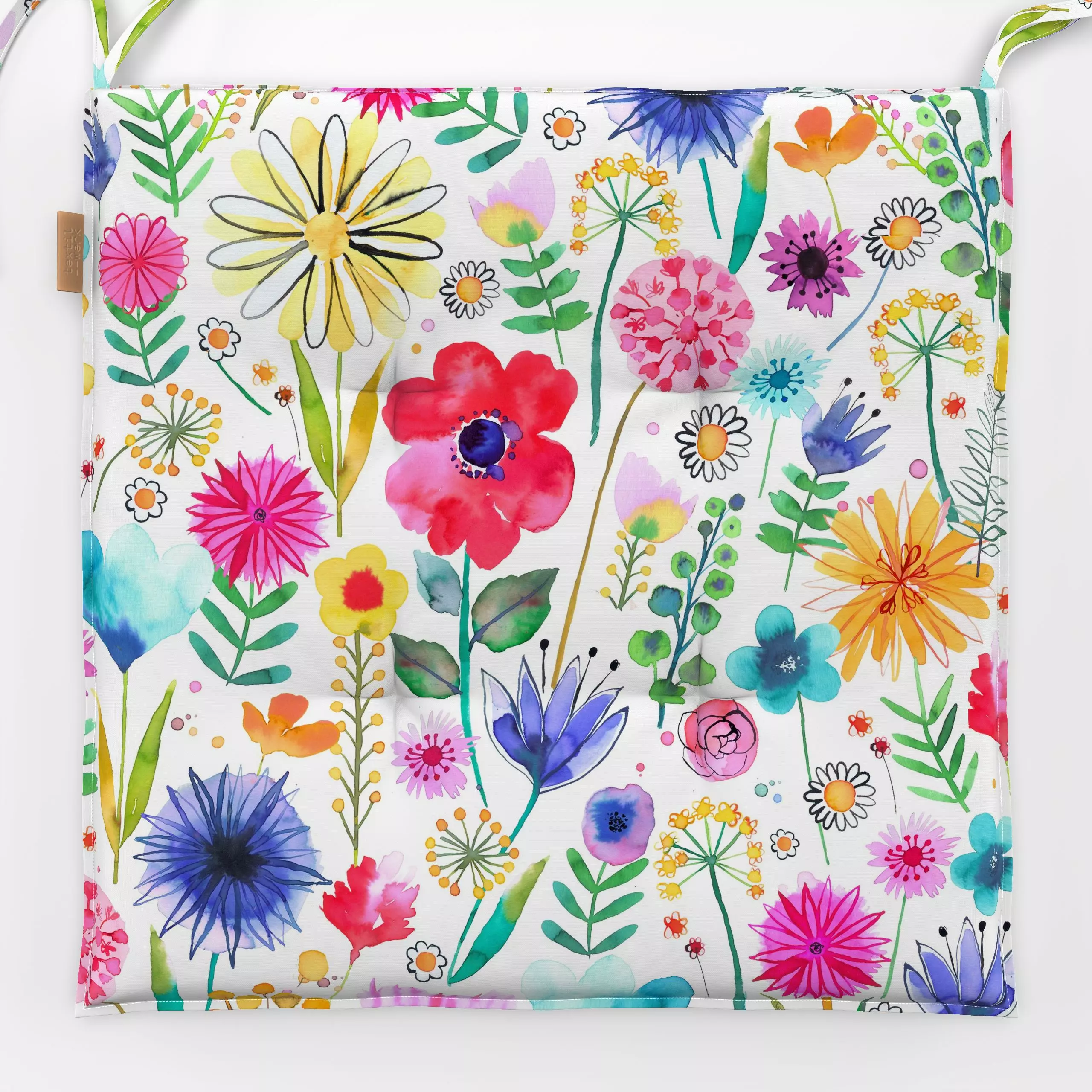 Sitzkissen Bunt Frühling Garten - Blumen & Florales, Frühling, Pflanzen & Botanik - von „Ninola Design "; Aquarell, Natur, K...