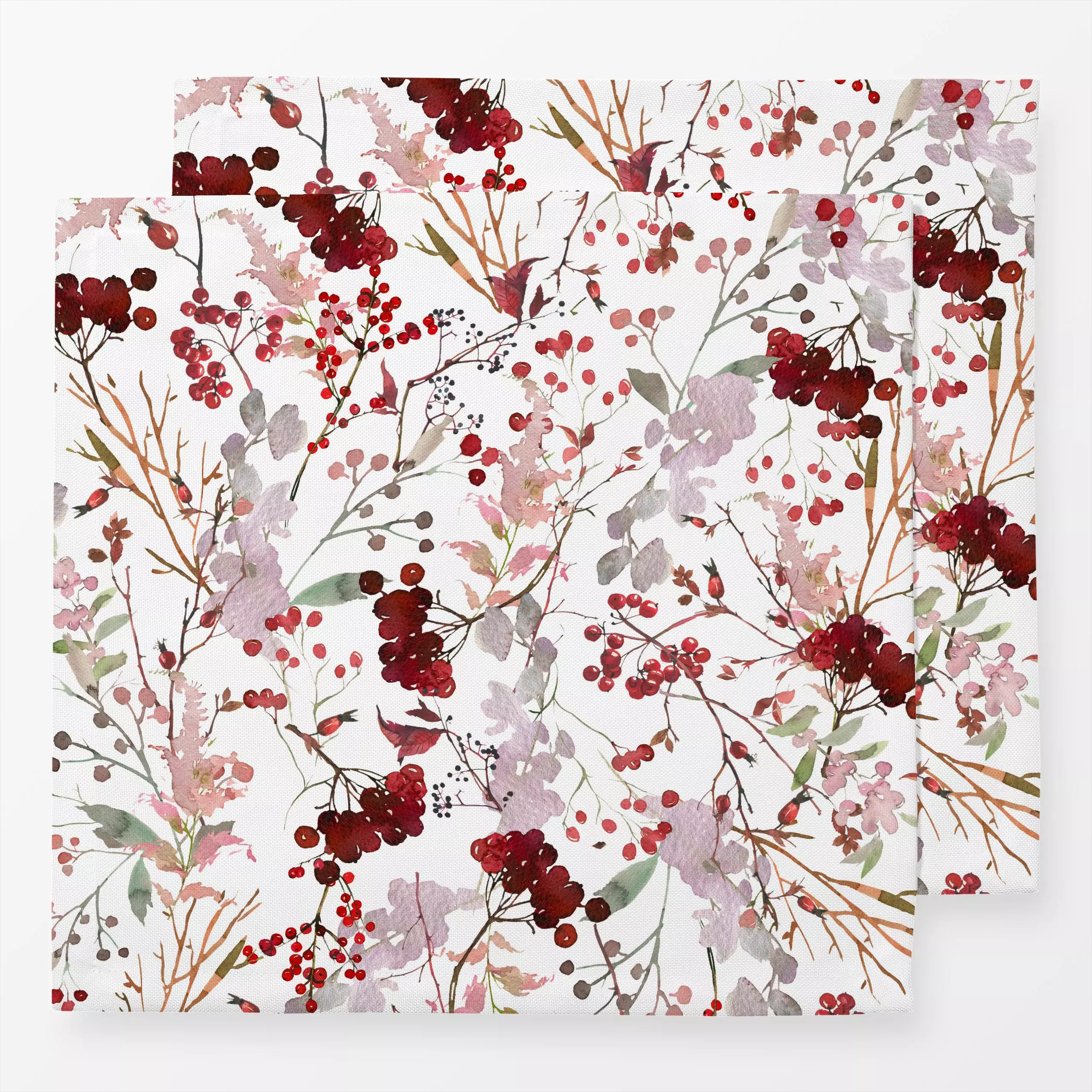 Servietten Cottagecore Winter Beeren - Winter, Pflanzen & Botanik - von „Uta Naumann"; Muster, Natur, skandinavisch, Zweige,...
