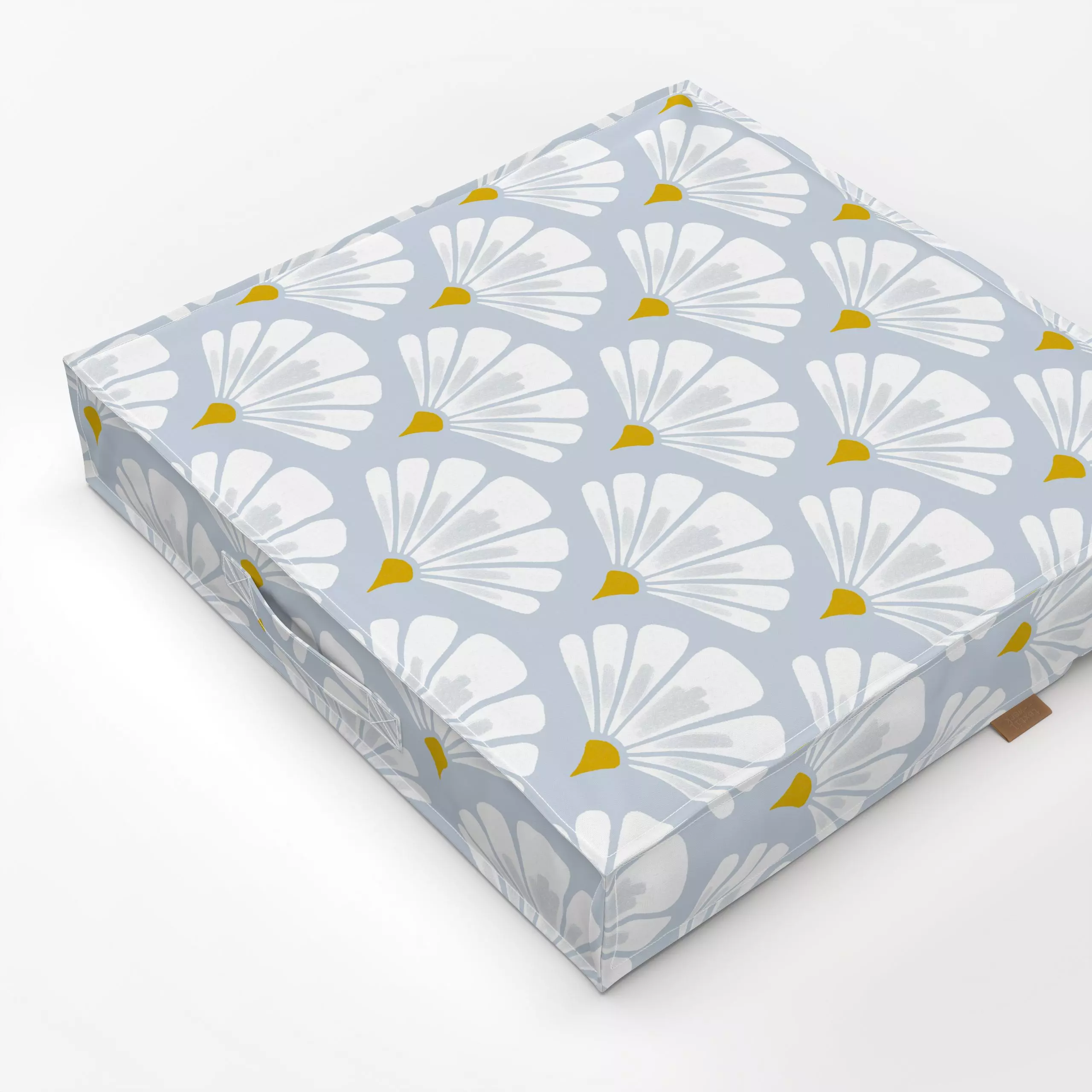 Bodenkissen Daisies blue - Blumen & Florales, Frühling - von „Barlena"; Muster, Natur, minimal, Zeichnung, Blumen, Blüten, f...