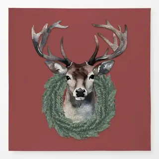 Tischdecke Hirsch mit Kranz Rot