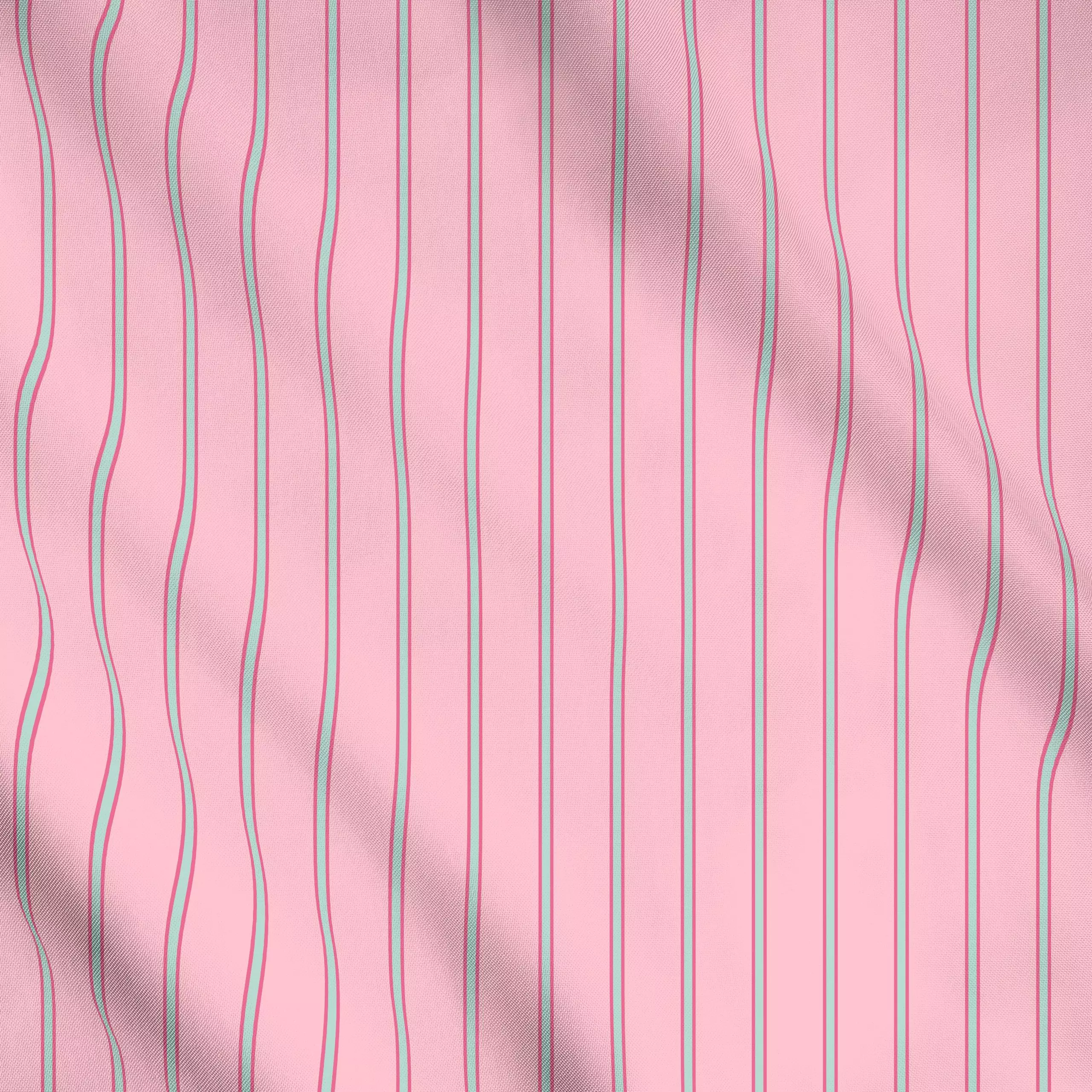 Meterware Líneas turquesa y rosa, gemustert, Sommer, von Karen Menzenbach