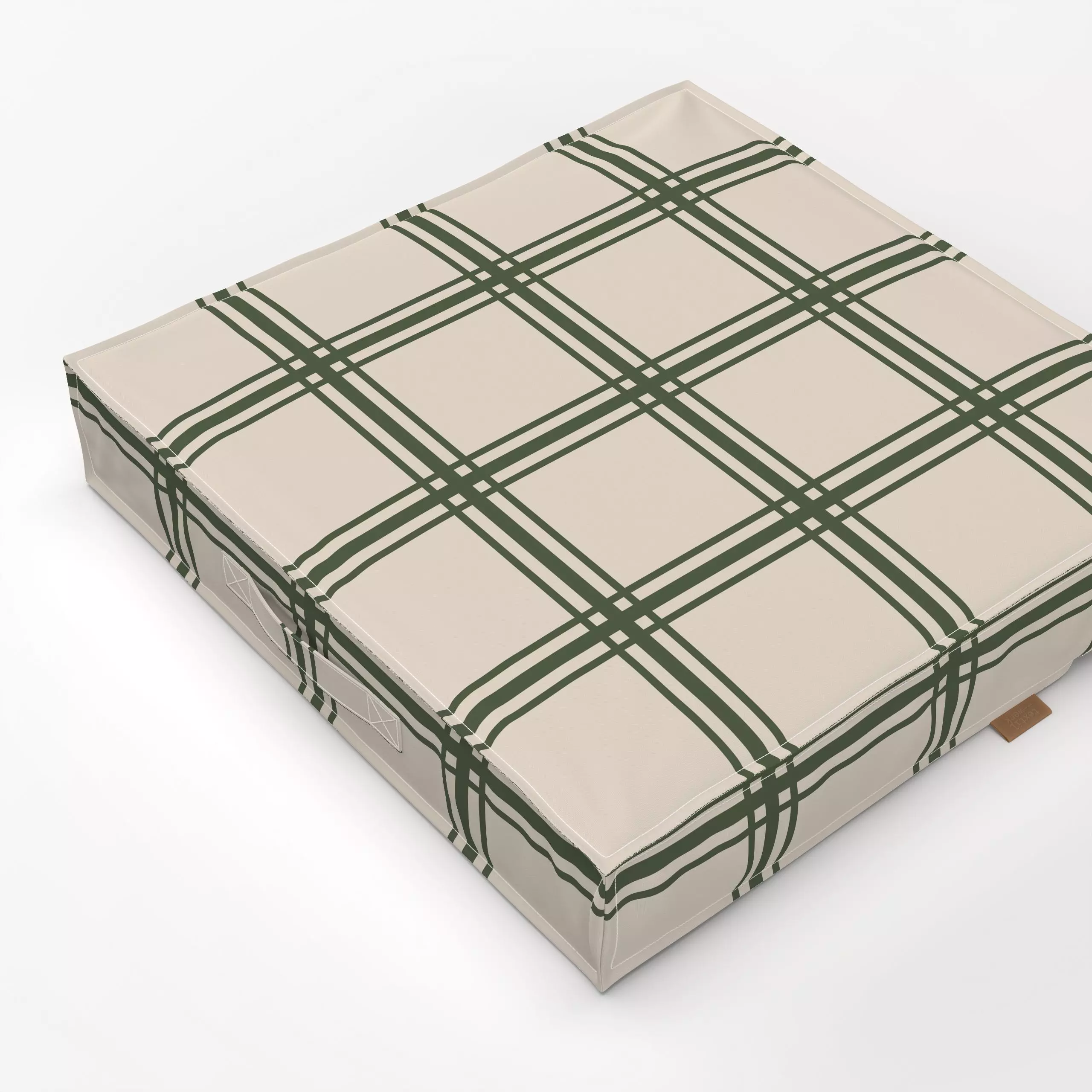 Bodenkissen Autumn Checks beige green - Herbst, Winter, Symbole & Muster - von „Karen Menzenbach"; Muster, Streifen, beige, ...