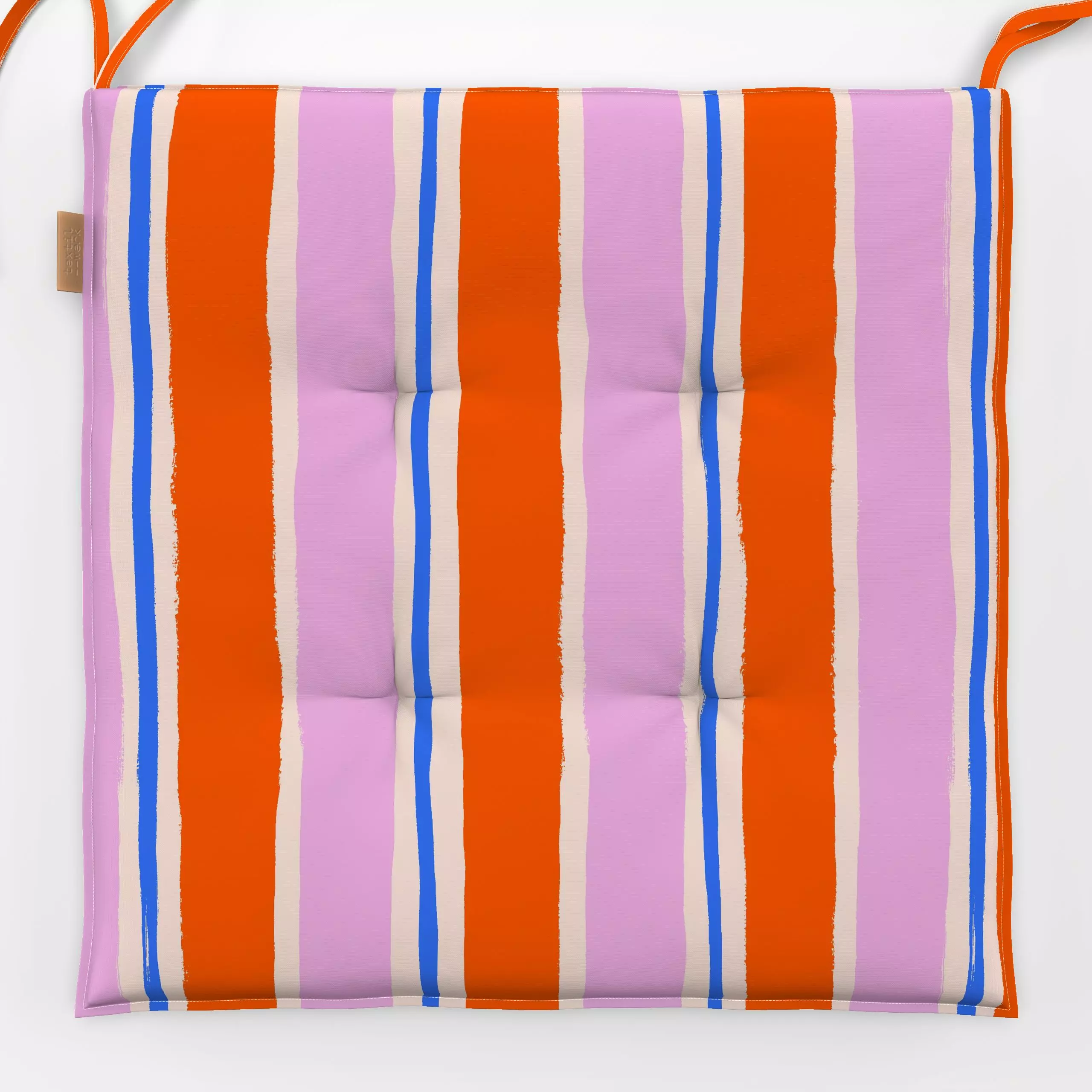 Sitzkissen Streifen Mix - Sommer, Symbole & Muster - von „Julia Schumacher"; beige, malerisch, blau, pink, Pinselstriche, ve...