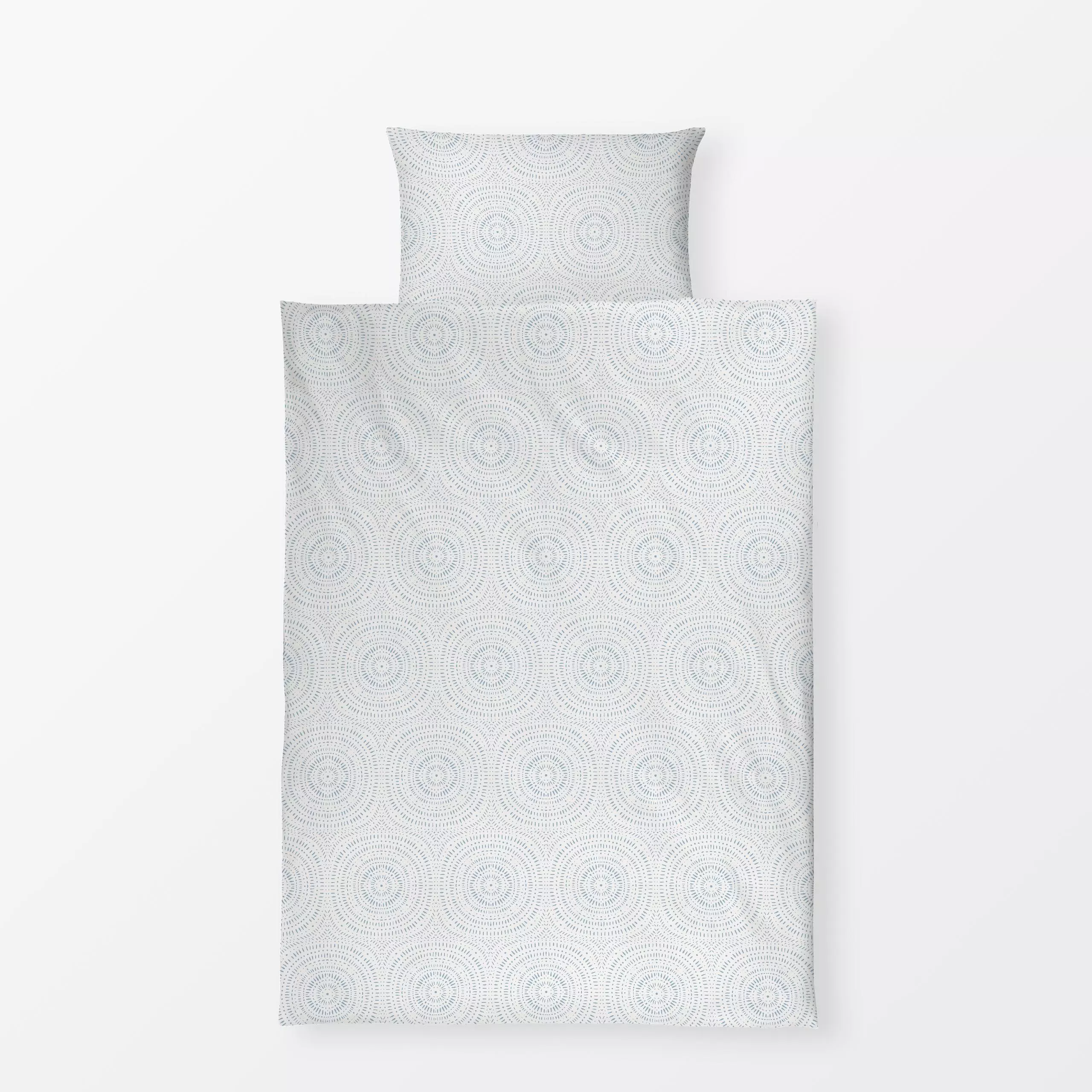 Bettwäsche Circles Blau Grau - Symbole & Muster - von „Kathrin Woo"; Muster, Blaugrau, grau, Geometrisch, Hygge, verspielt, ...