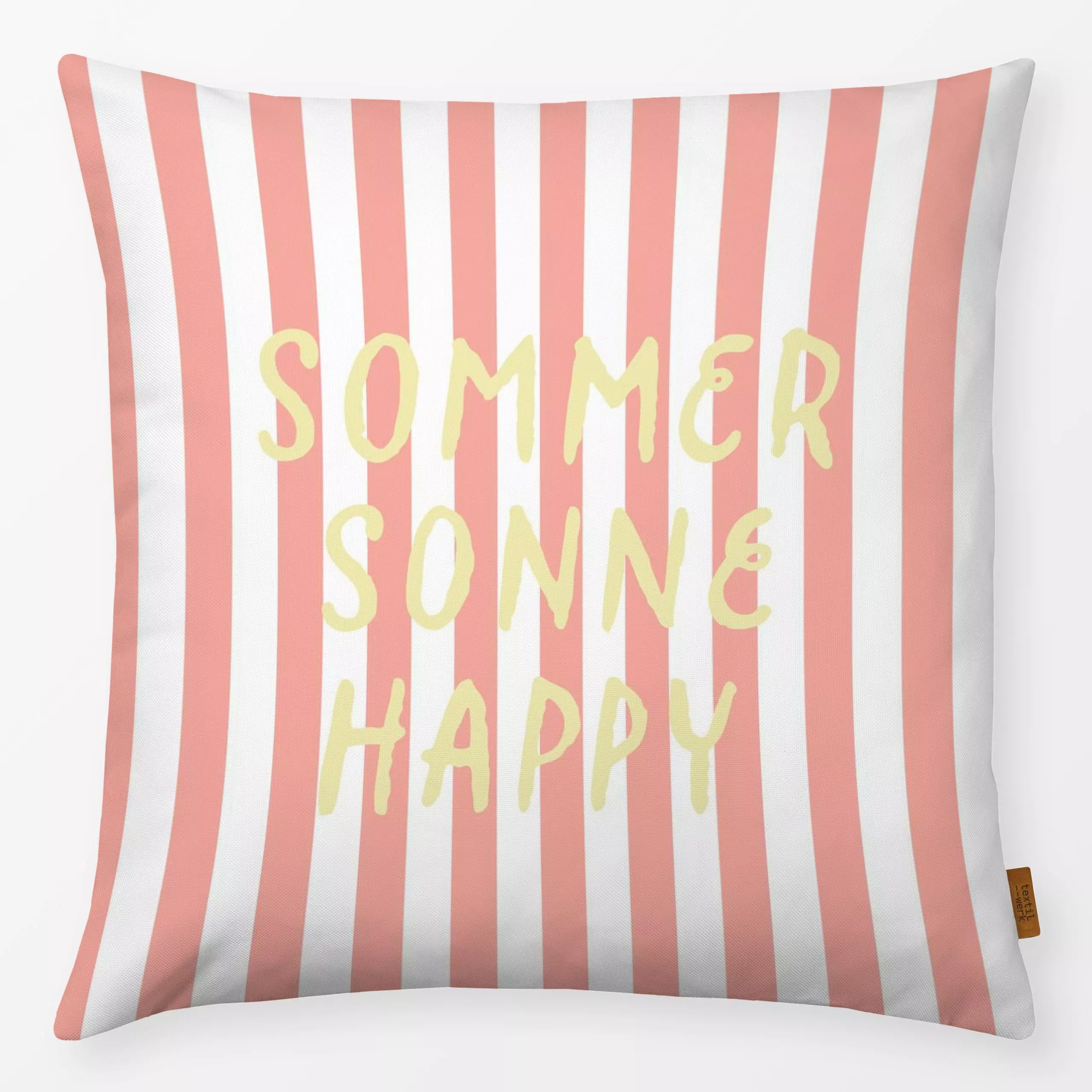 Kissen Sommer Sonne Happy Streifen - Sommer, Sprüche & Schriftzüge, Symbole & Muster - von „Studio ROSAGRAU"; Streifen, Somm...