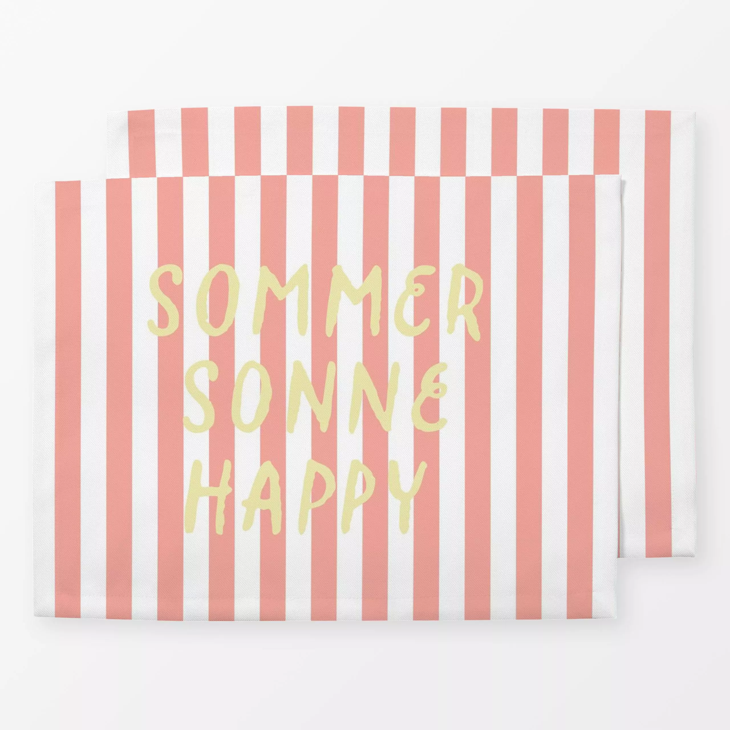 Tischset Sommer Sonne Happy Streifen - Sommer, Sprüche & Schriftzüge, Symbole & Muster - von „Studio ROSAGRAU"; Streifen, So...