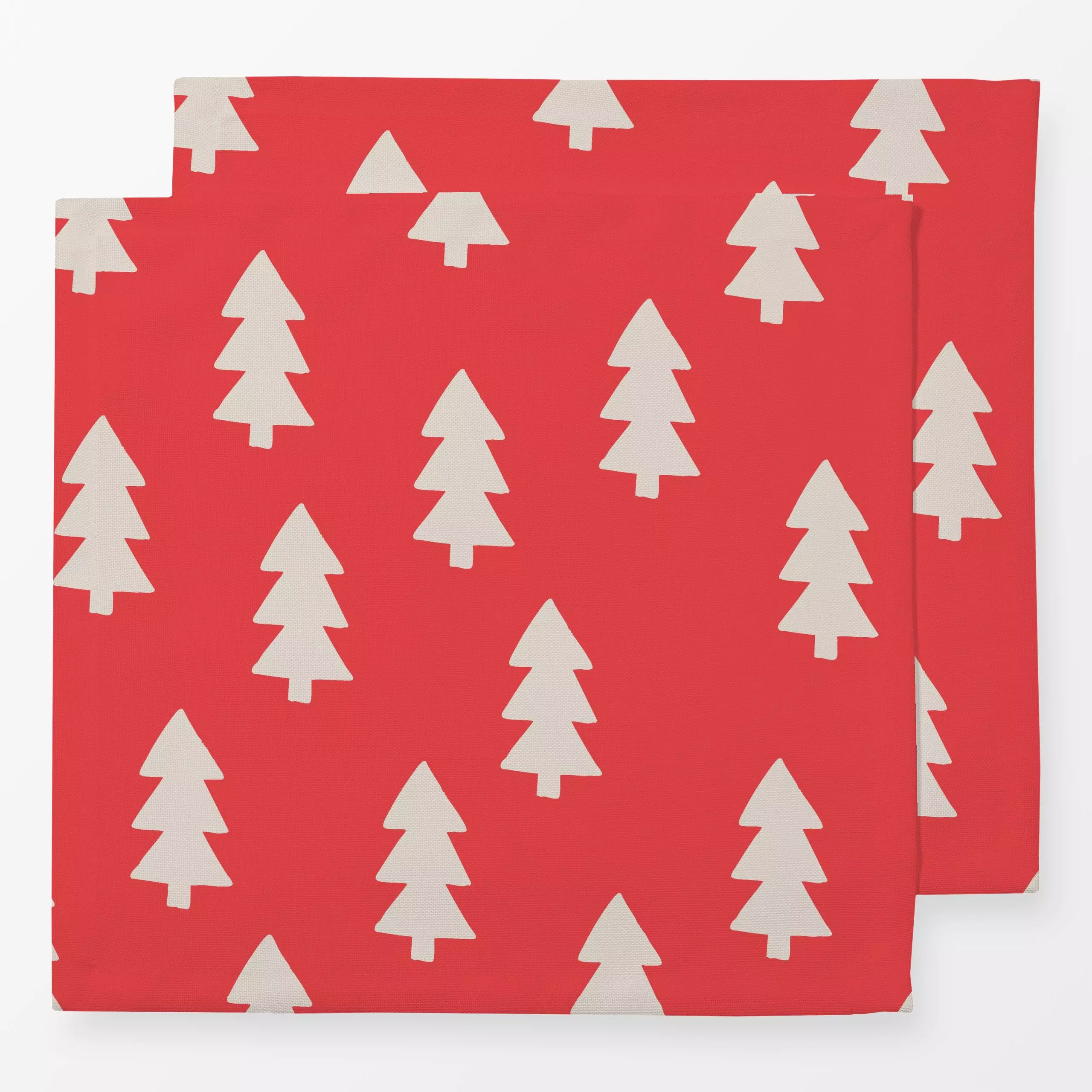 Servietten Mistletoe Tannenbaum Rot Beige - Weihnachten, Winter - von „Studio ROSAGRAU"; Muster, Merry Christmas, Tannenbaum...