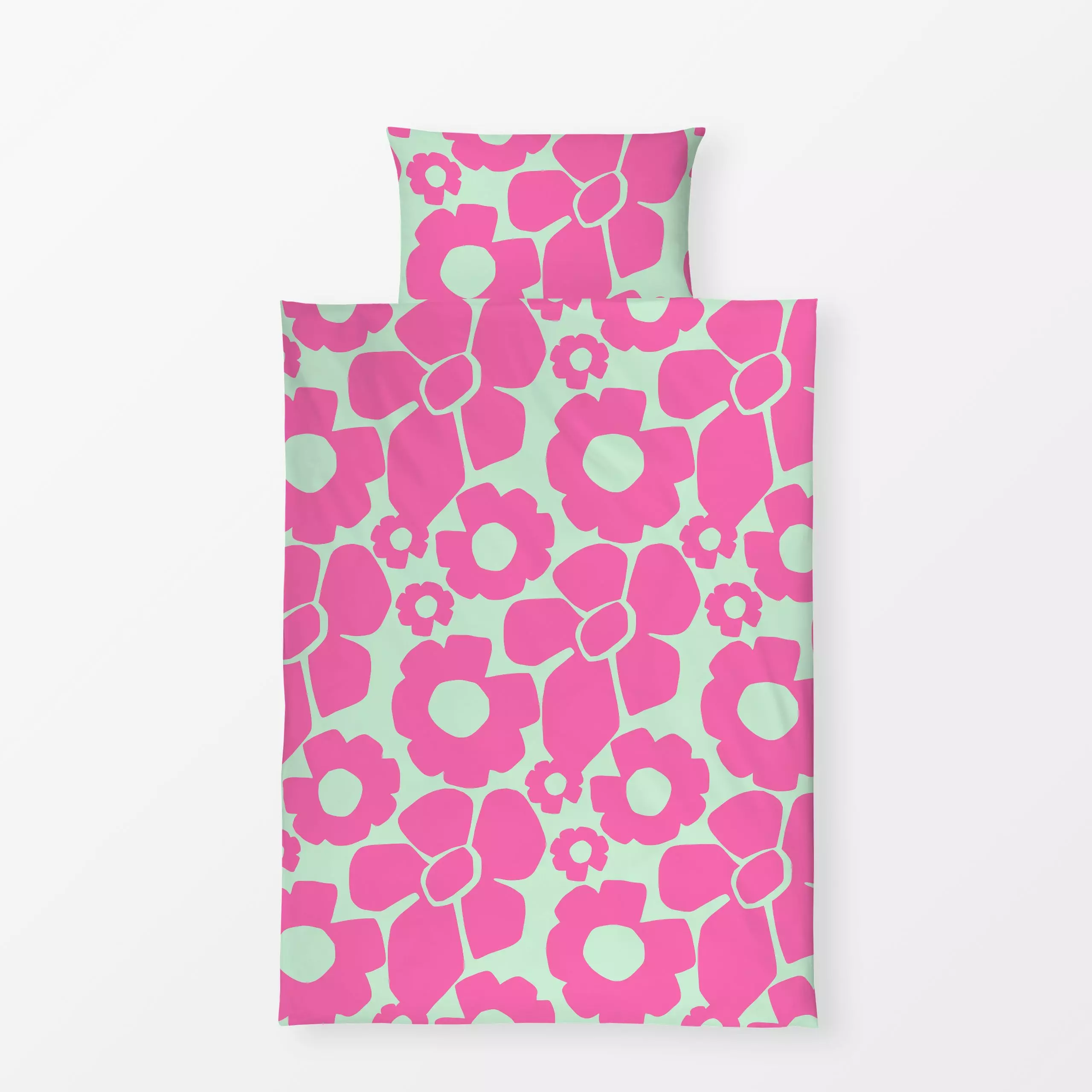 Bettwäsche Mint Blumenwiese - Blumen & Florales, Symbole & Muster - von „Lisa Jasmin Bauer"; Blumen, Sommerblumen, pink, cut...