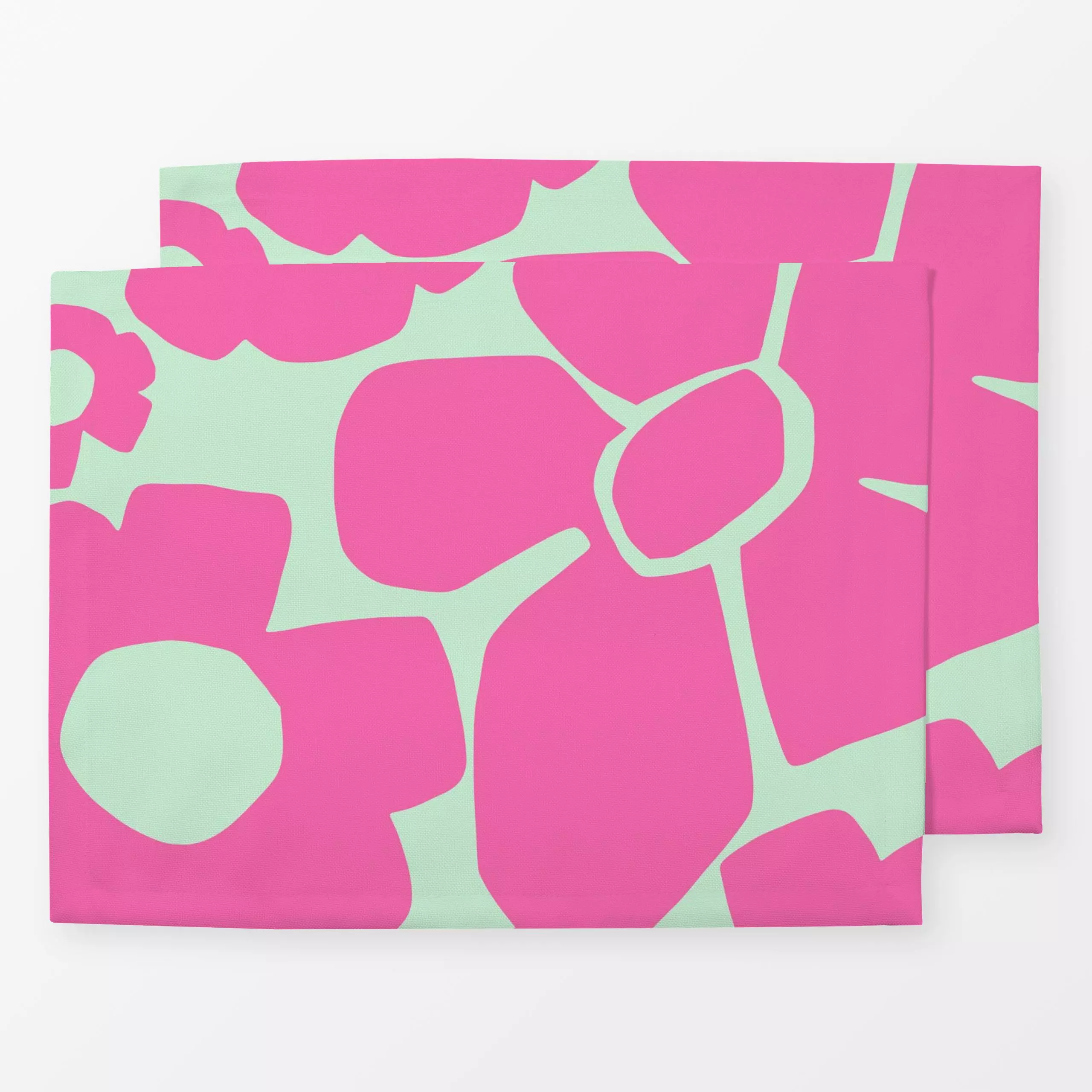 Tischset Mint Blumenwiese - Blumen & Florales, Symbole & Muster - von „Lisa Jasmin Bauer"; Blumen, Sommerblumen, pink, cutou...