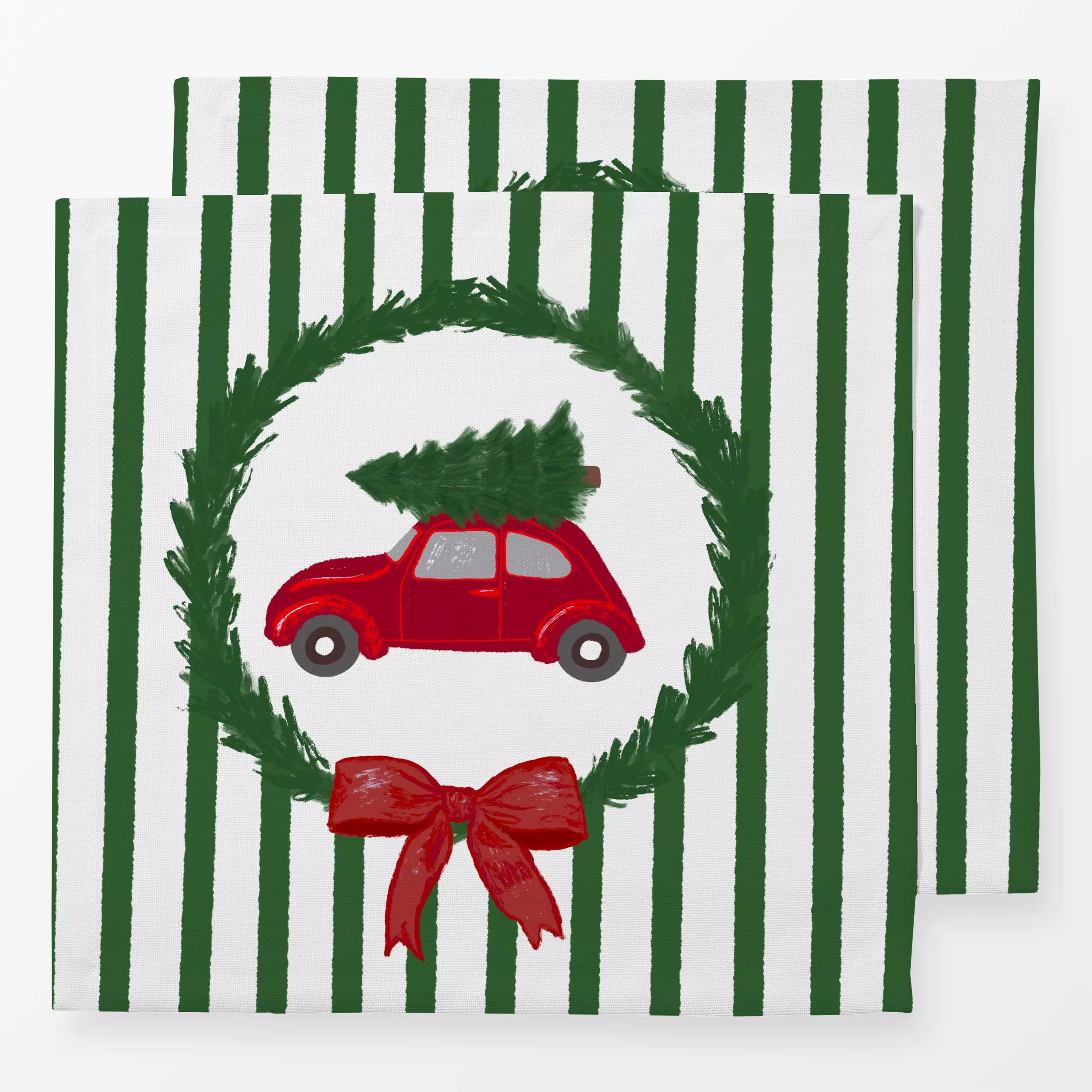 Servietten Weihnachten Auto Schleife - Weihnachten, Winter - von „Studio Dolci"; Tannenbaum, Weihnachtsbaum, Weihnachten, Wi...