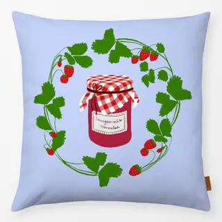 Kissen Erdbeermarmelade Blau