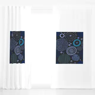 Dekovorhang Tribal Doodle Marks blue