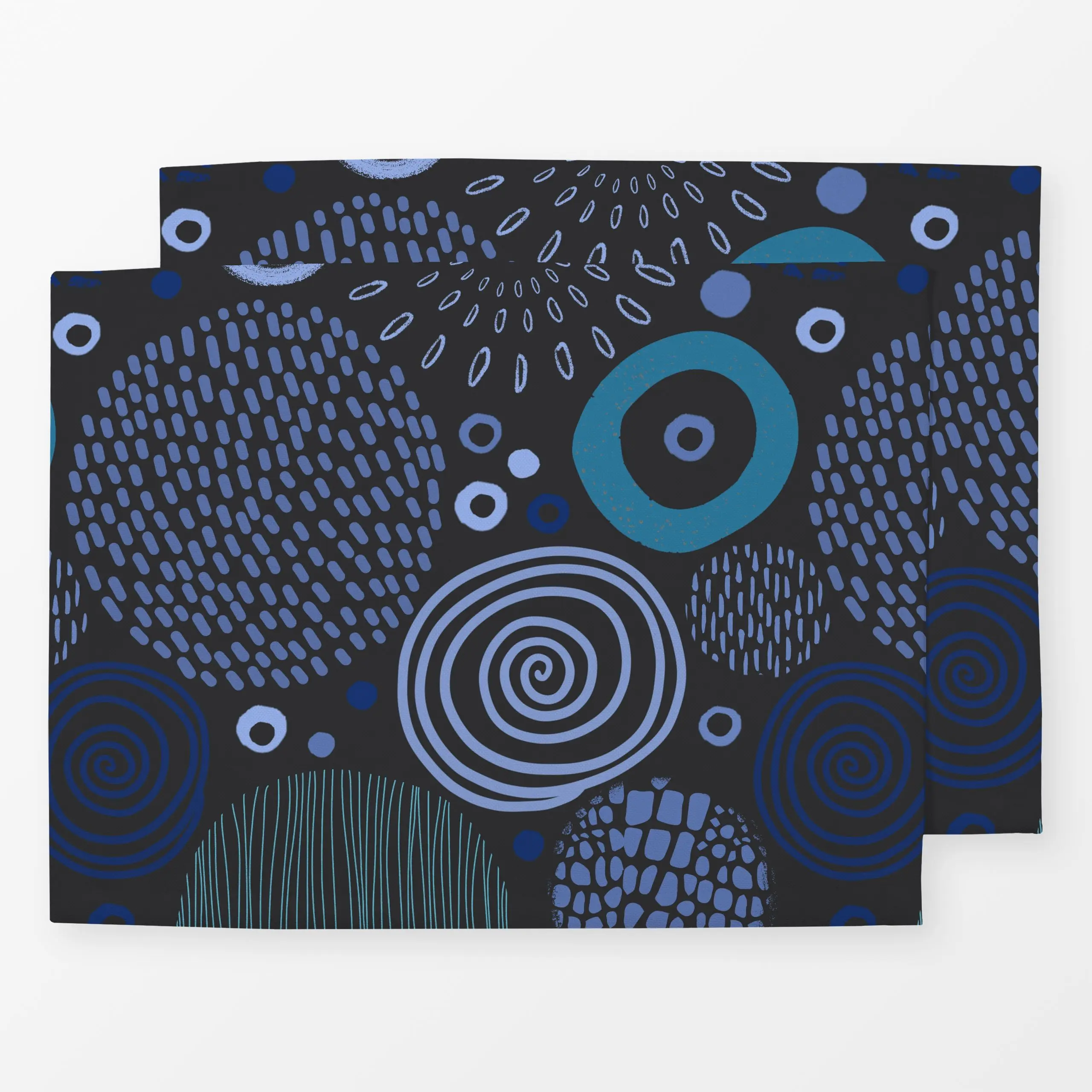 Tischset Tribal Doodle Marks blue, gemustert, von Andrea Haase