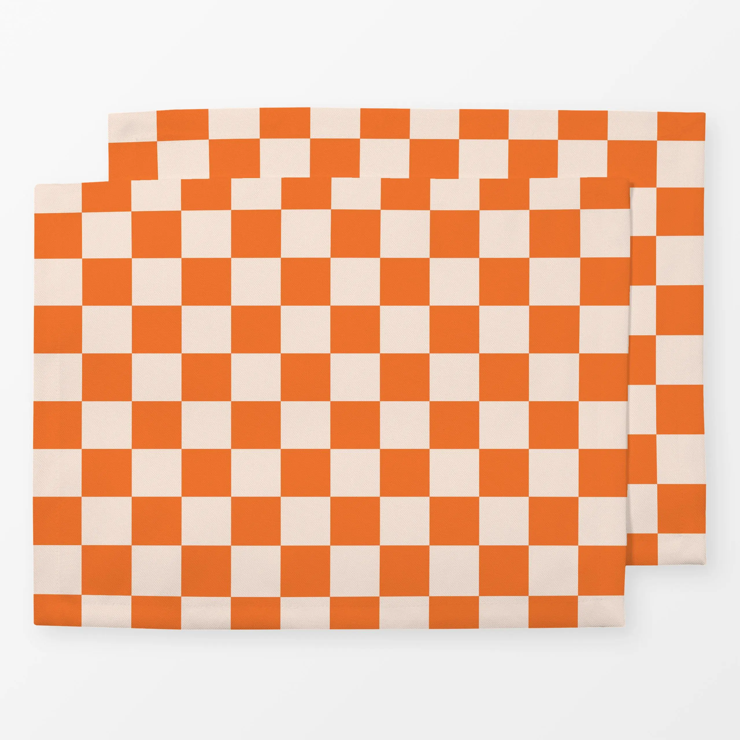 Tischset Love Chess orange puder - Symbole & Muster - von „Julia Schumacher"; Love, Karo, kariert, Schachbrett, Schachbrettm...