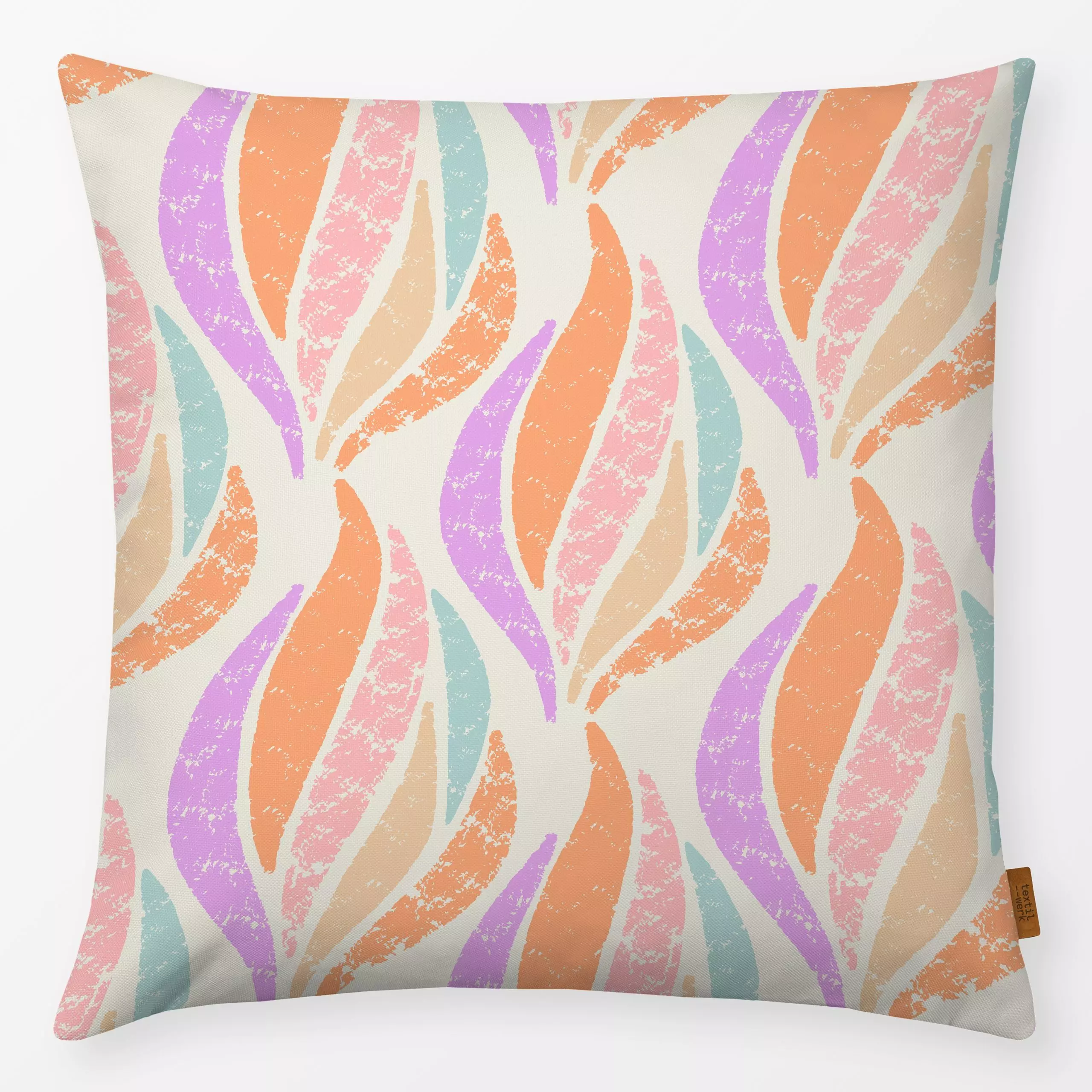 Kissen Flame retro - Symbole & Muster - von „Patries Elisabeth“; abstrakt, rosa, Retro, Geometrisch, Orange, vintage, peach,...