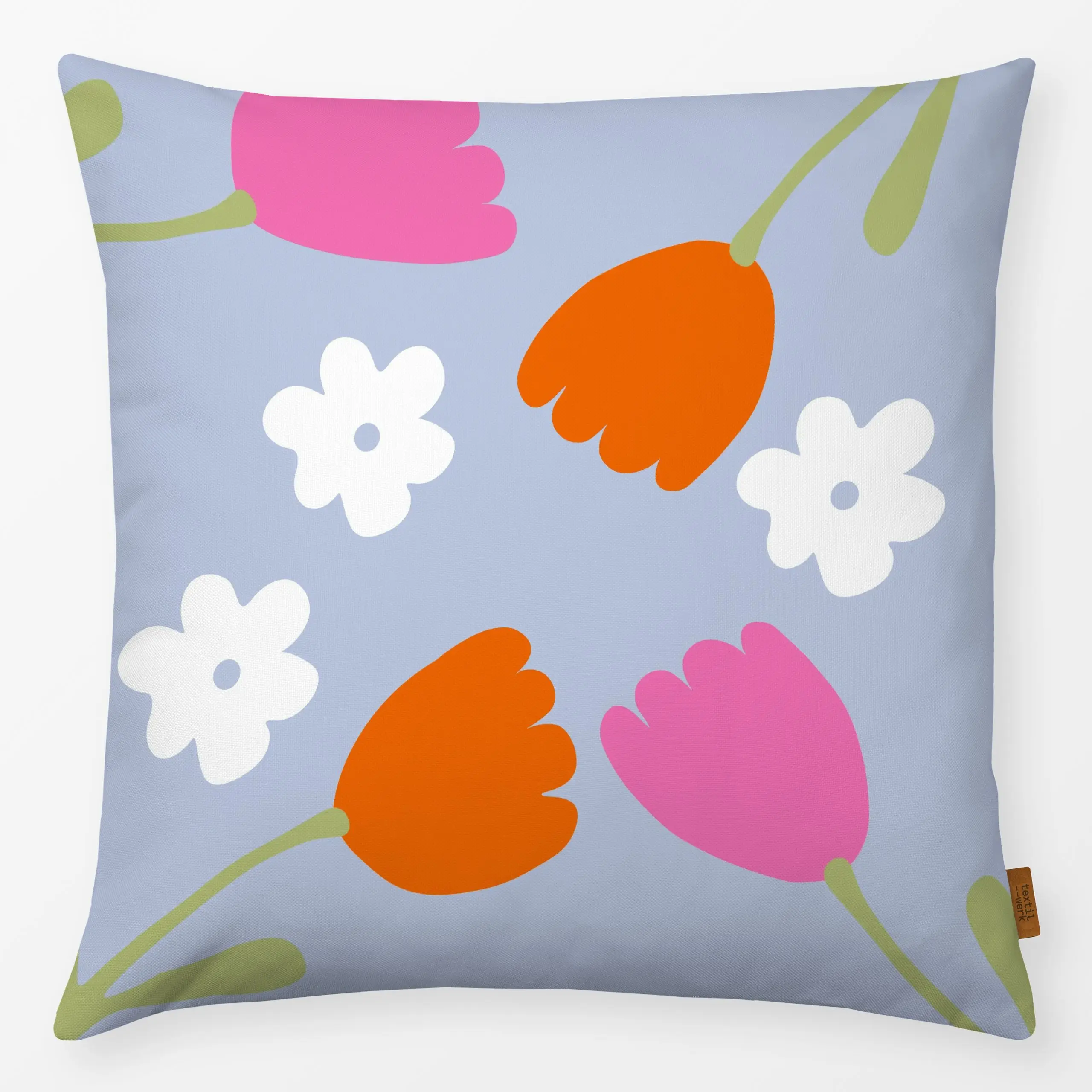Kissen Tulpen Frühlingsblumen Blau - Blumen & Florales, Frühling, Ostern - von „Alisa Knöß"; Tulpen, Fruehling, Blumenmuster...