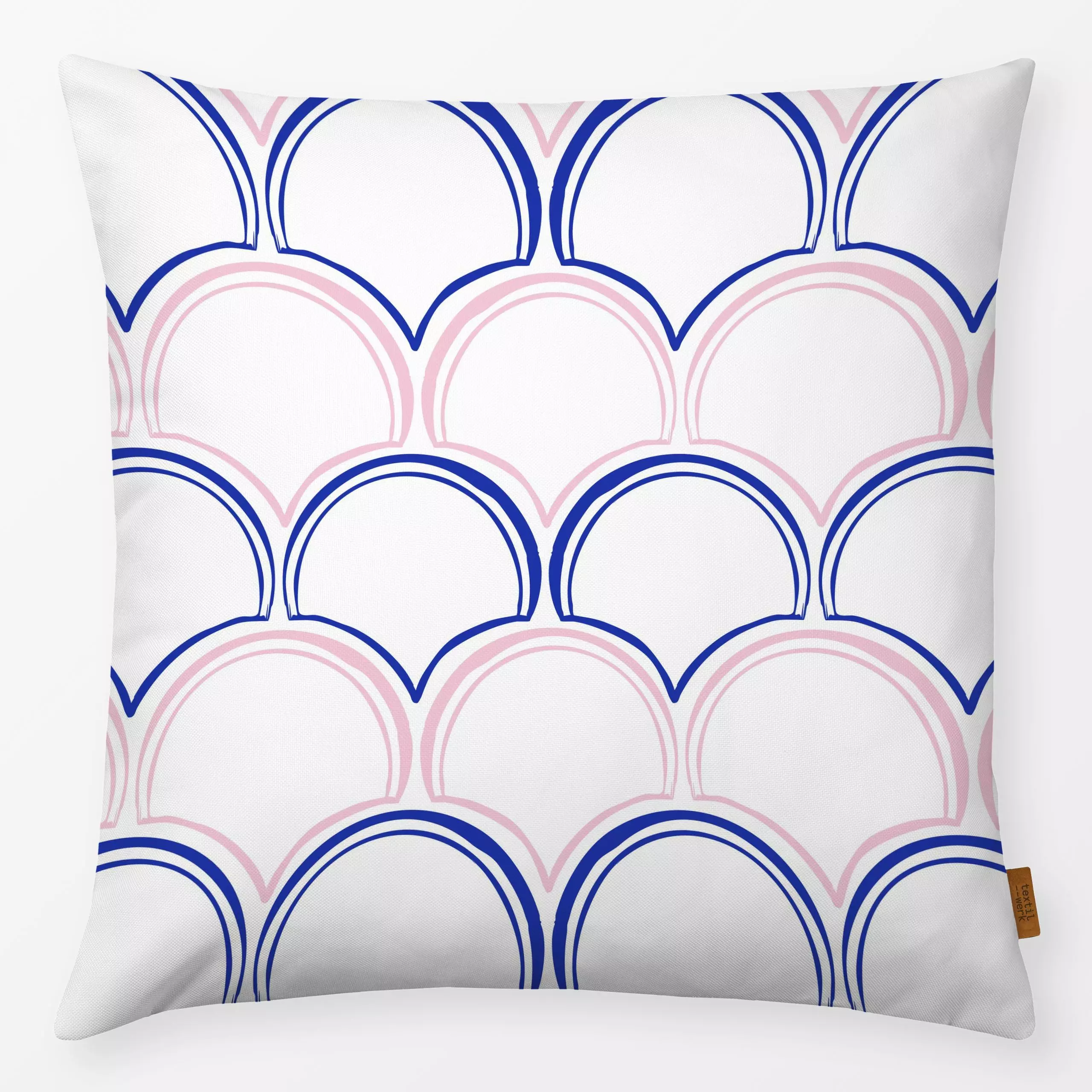 Kissen Arc blau-rosa - Symbole & Muster - von „moDeern Design Studio"; Geometrisch, Sommer, arcs