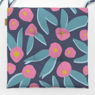 Sitzkissen Abstrakte Blau-Rosa Blüten
