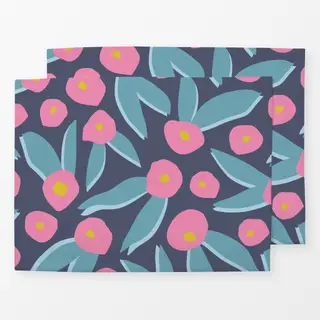 Tischset Abstrakte Blau-Rosa Blüten