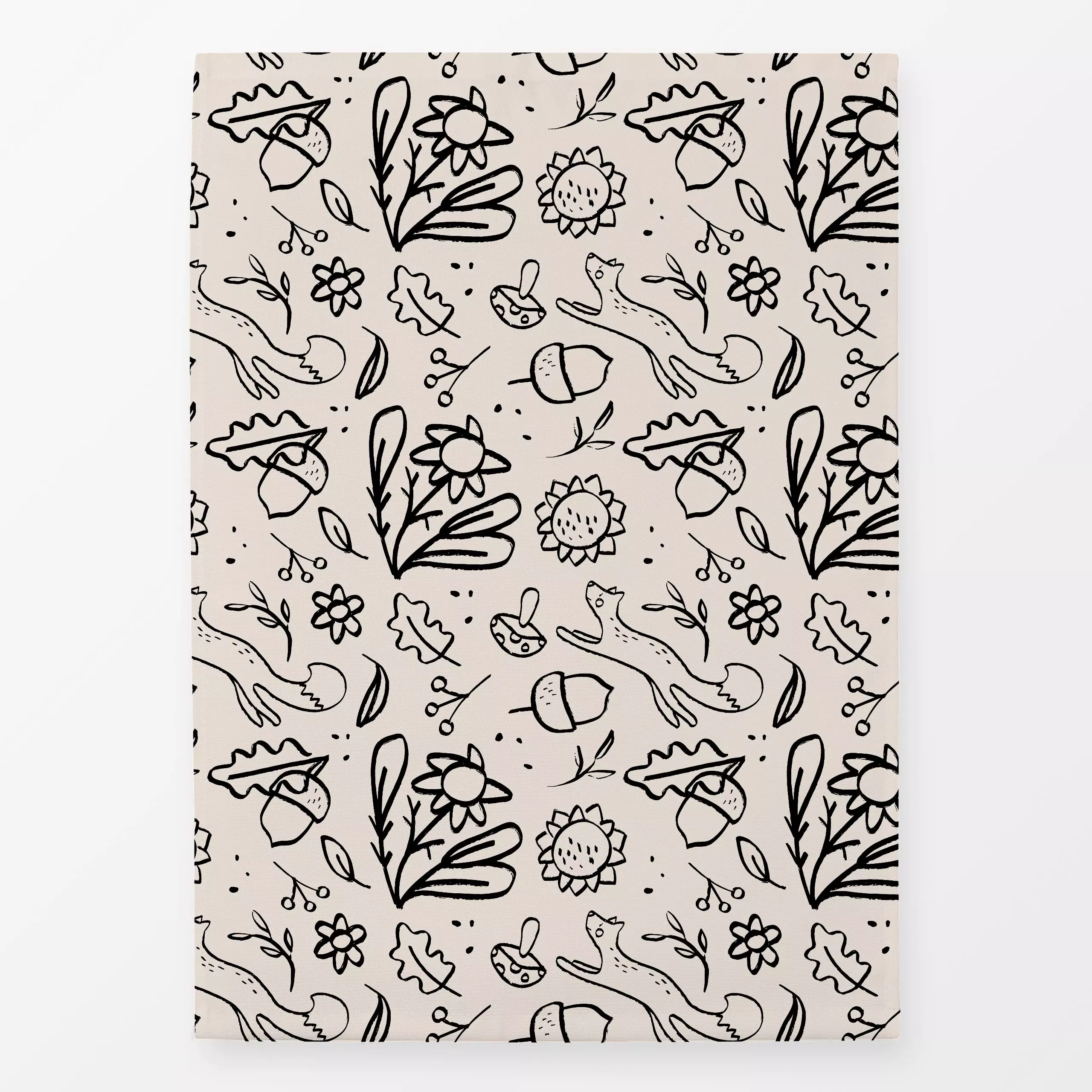 Geschirrtücher Fuchs Herbst Beige Schwarz - Natur & Landschaft - von „Kruth Design"; Zweig, Wald, Fuchs, sonnenblumen, Herbs...