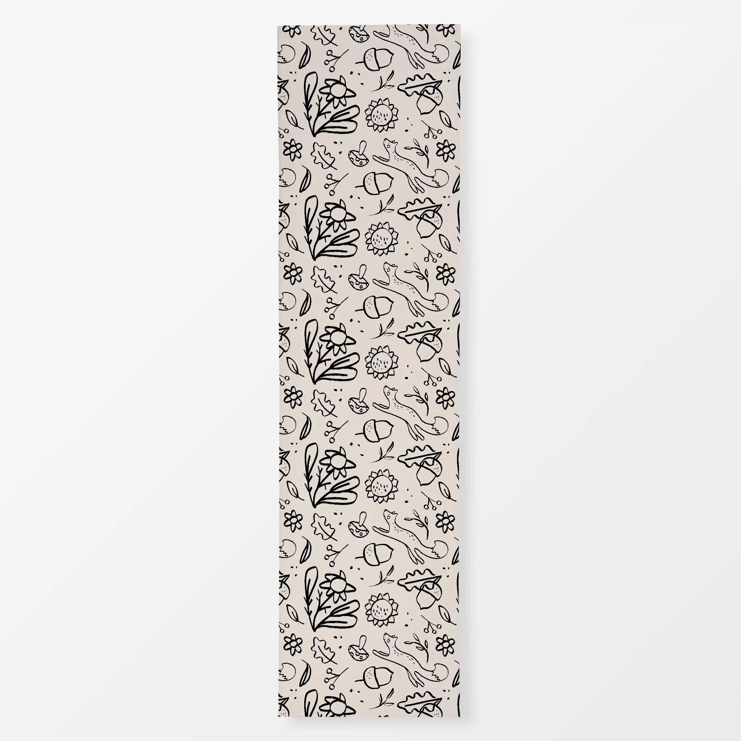 Tischläufer Fuchs Herbst Beige Schwarz - Natur & Landschaft - von „Kruth Design"; Zweig, Wald, Fuchs, sonnenblumen, Herbst, ...