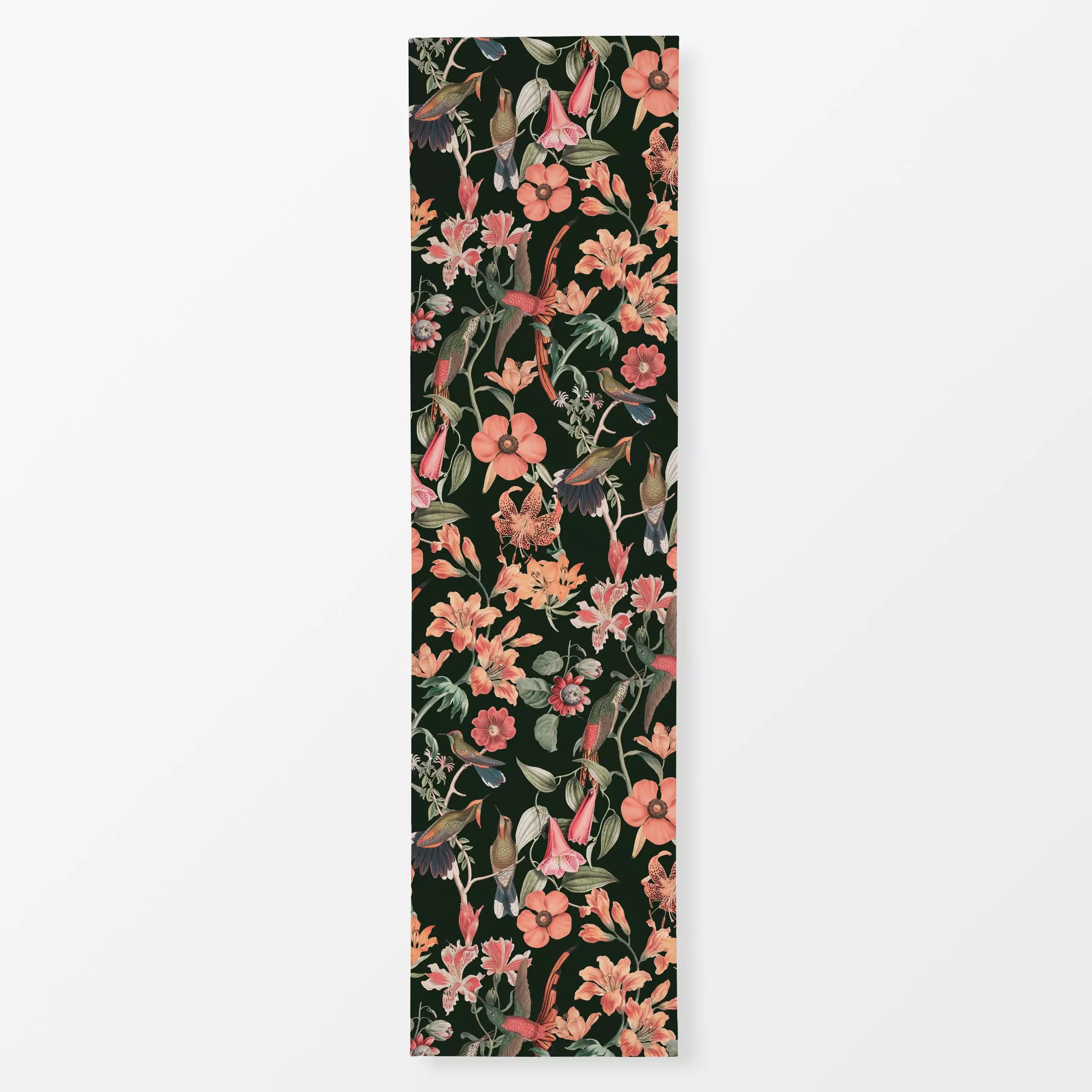 Tischläufer Vintage Birds Dark Green, Blumen, tropisch, Tiere, von Andrea Haase