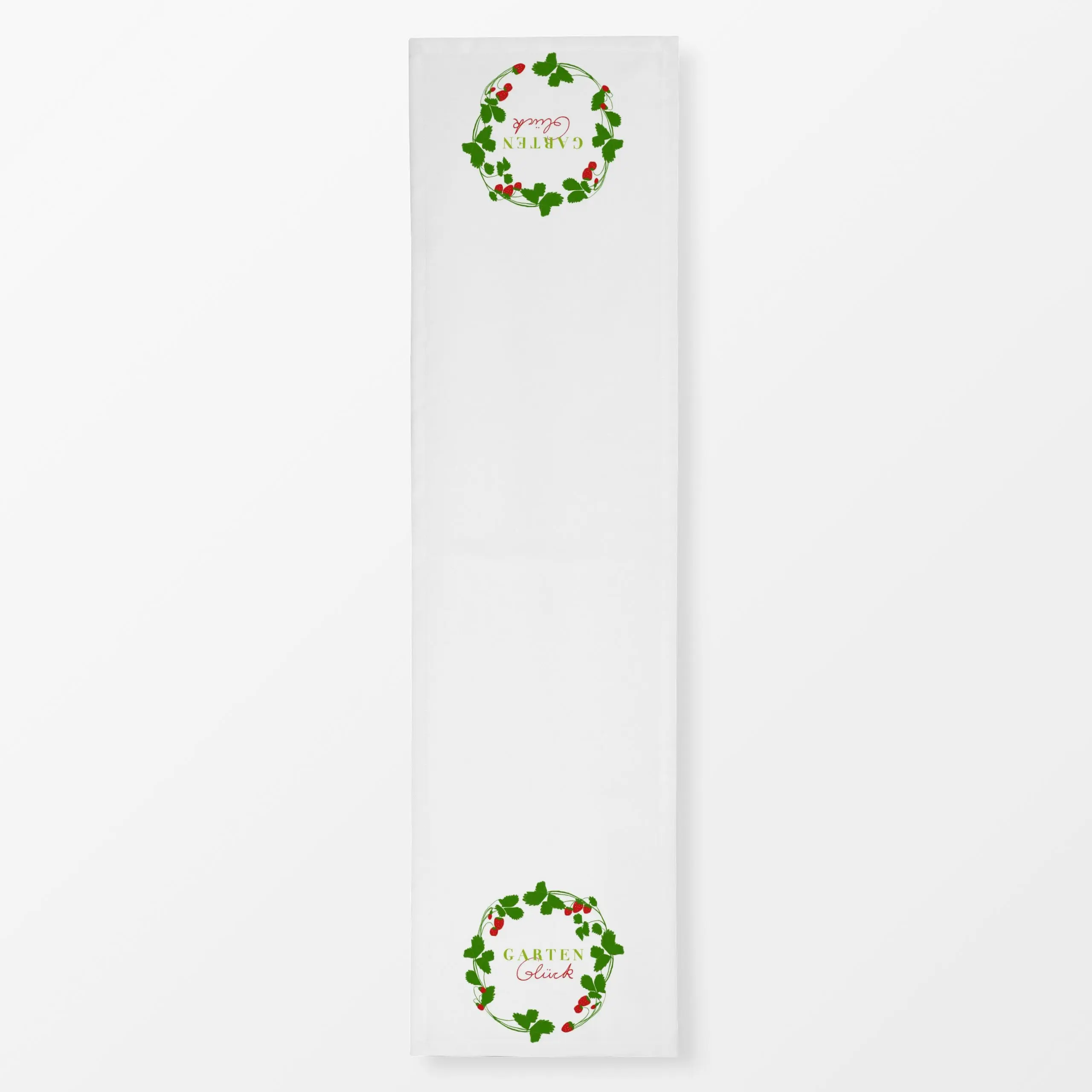 Tischläufer Erdbeerkranz Gartenglück, Blumen, Spruch, Frühling, von Sophie Augustin Illustration