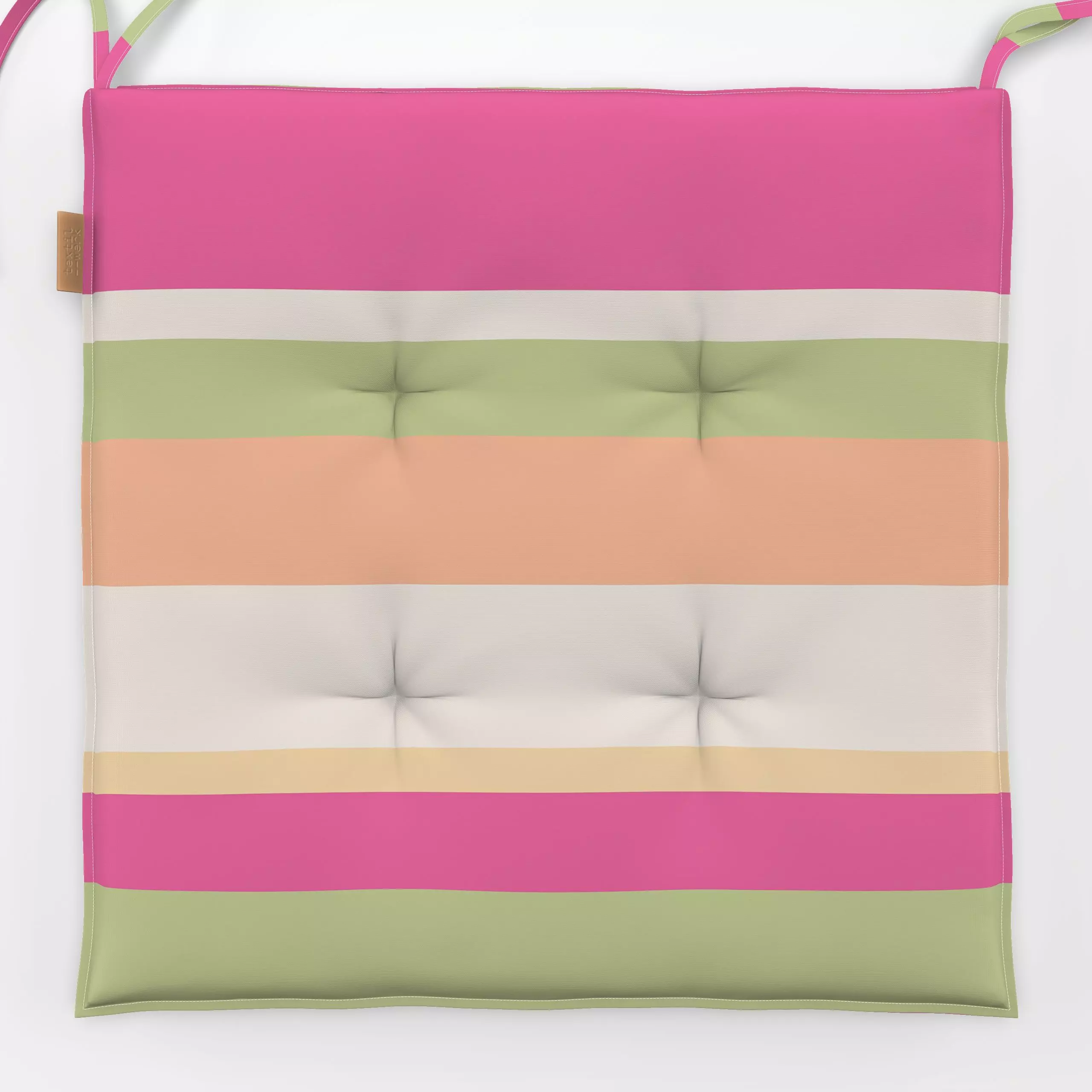 Sitzkissen Ringel pink multicolor - Symbole & Muster - von „Kantioler Design"; Muster, beige, pink, gelb, grun, peach, trend...