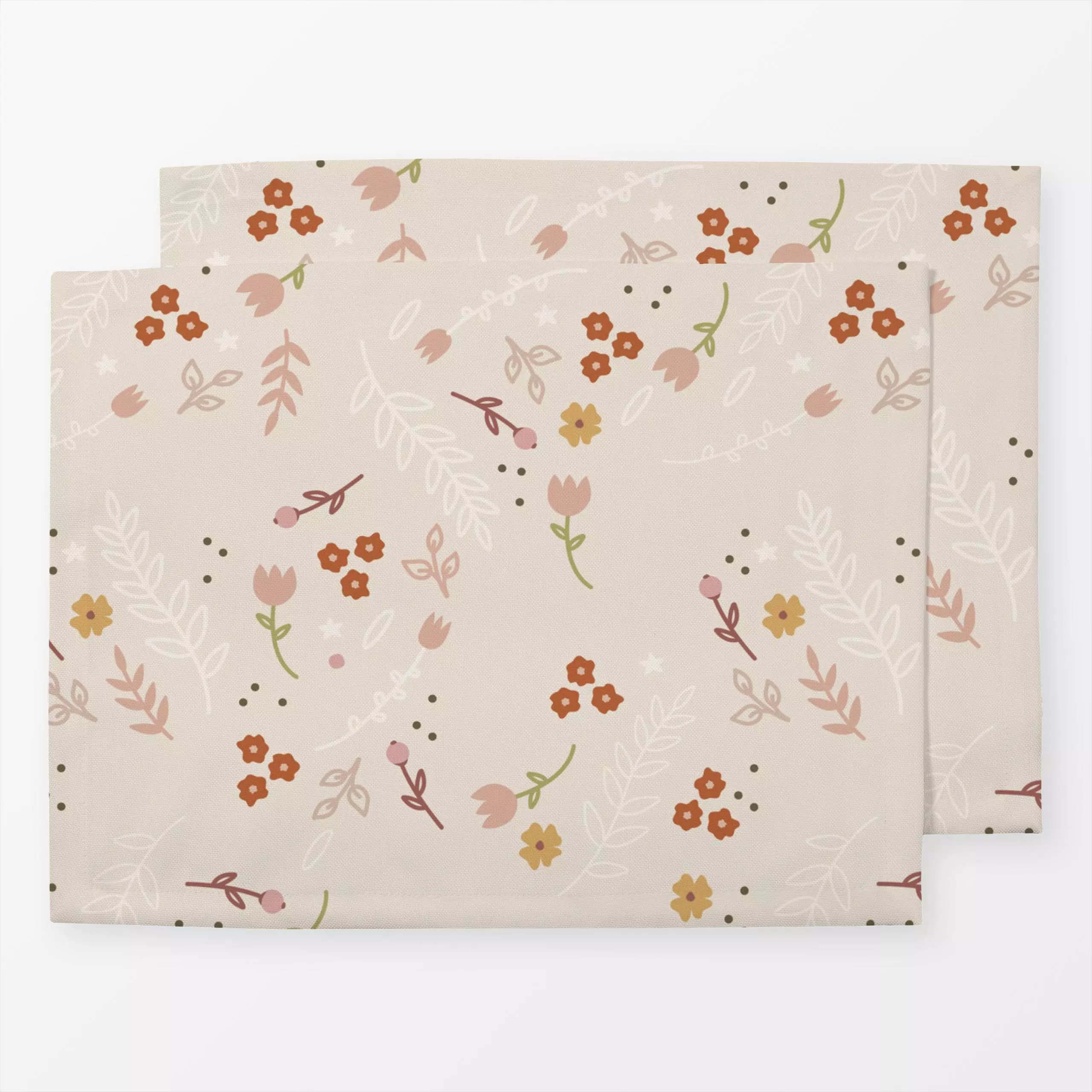 Tischset Millefleur - Blumen & Florales - von „Jana Moßmann"; Blumen, Blüten, Wildblumen, beige, floral, Blumenmuster