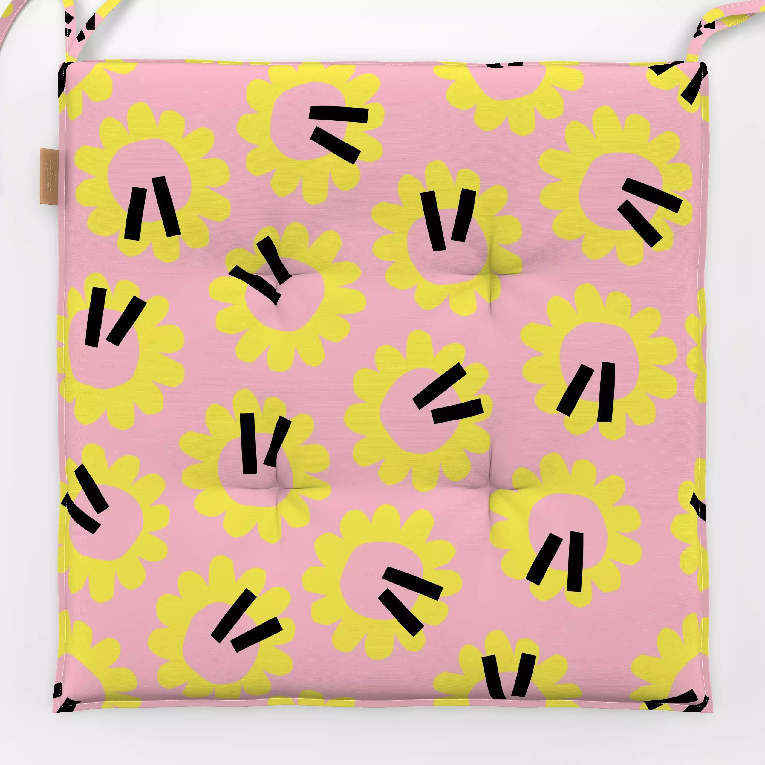 Sitzkissen Sunflower Yellow - Blumen & Florales, Symbole & Muster - von „Lisa Jasmin Bauer"; Muster, rosa, sonnenblumen, Her...