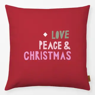 Kissen Love Peace and Xmas rot