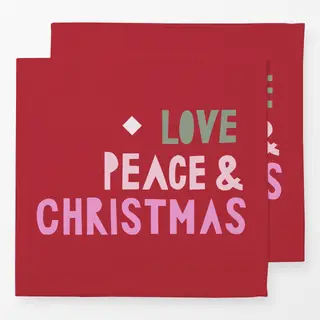 Servietten Love Peace and Xmas rot