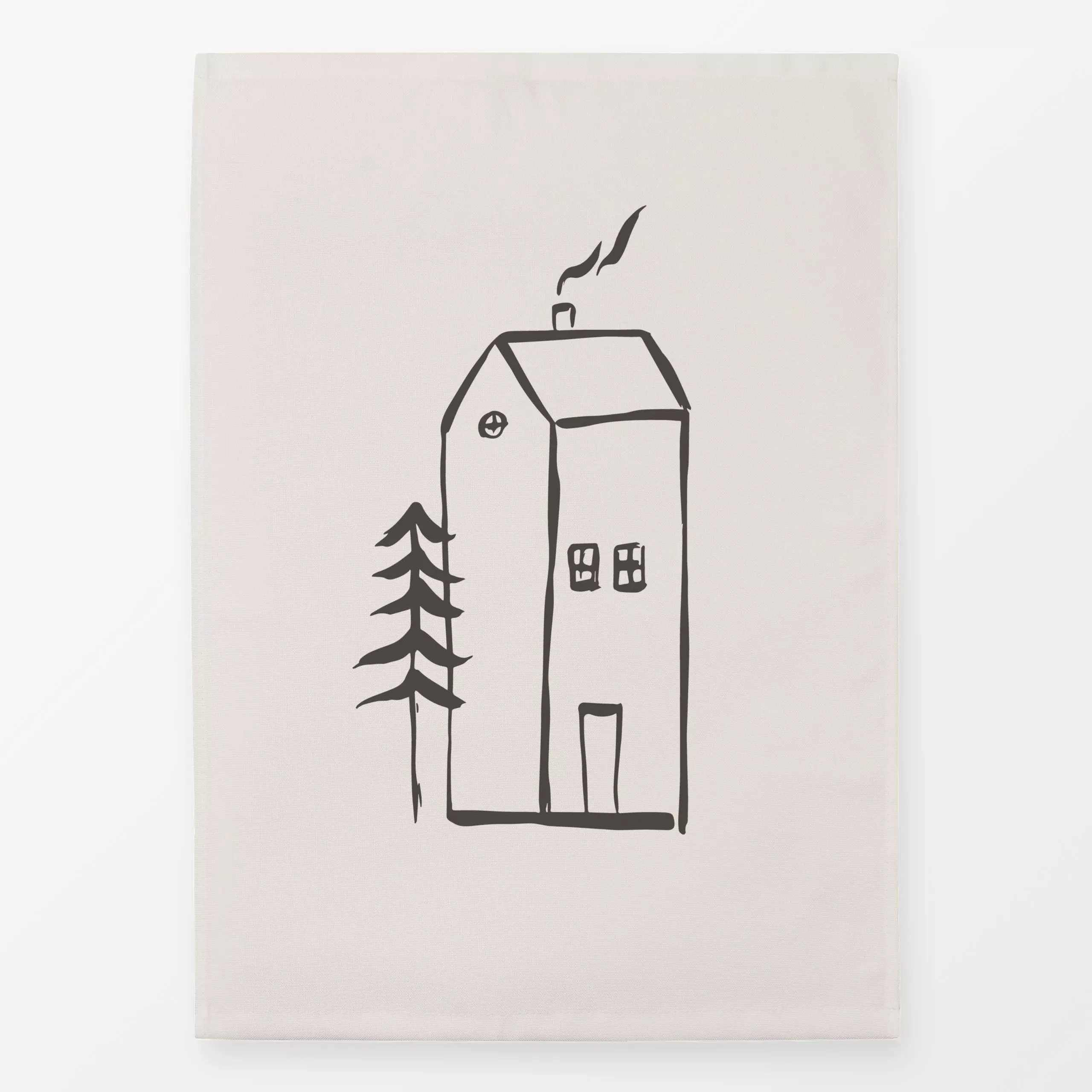 Geschirrtücher Winter Haus - Weihnachten, Winter - von „Kruth Design"; skandinavisch, Wald, Hygge, beige, Winter, Winterwald...