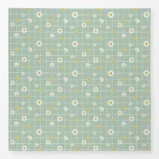 Tischdecke Wiesenblumen kariert grün