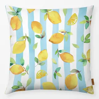 Kissen Zitronen Früchte Streifen Blau