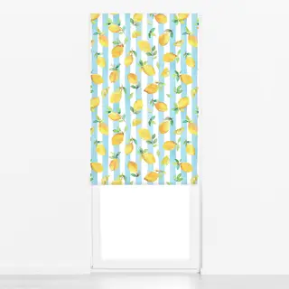 Raffrollo Zitronen Früchte Streifen Blau