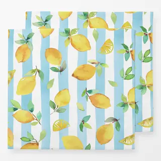 Servietten Zitronen Früchte Streifen Blau