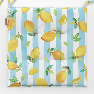 Sitzkissen Zitronen Früchte Streifen Blau