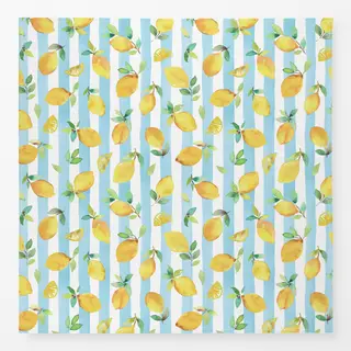 Tischdecke Zitronen Früchte Streifen Blau