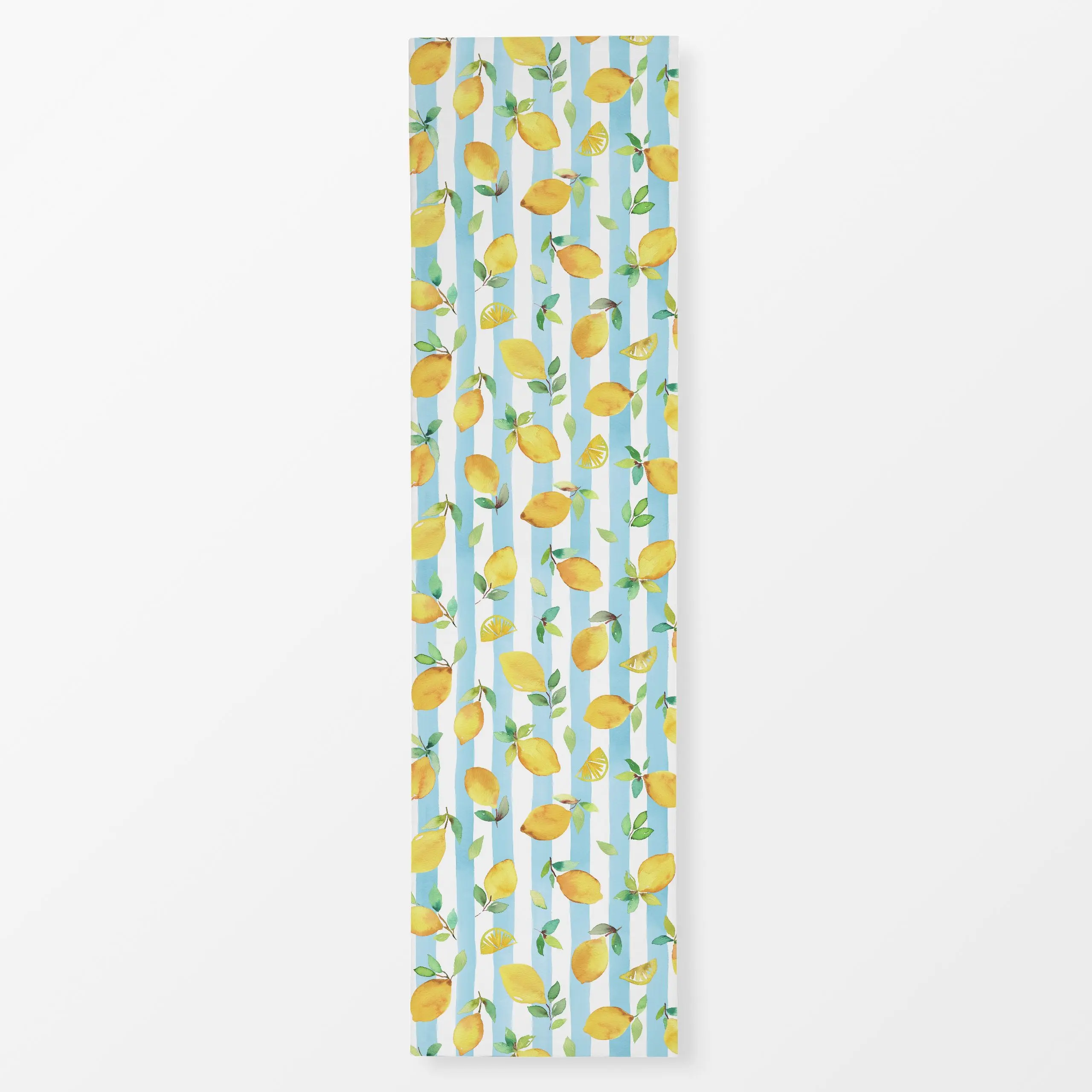 Tischläufer Zitronen Früchte Streifen Blau, gemustert, Essen & Trinken, Früchte, Sommer, von Ninola Design