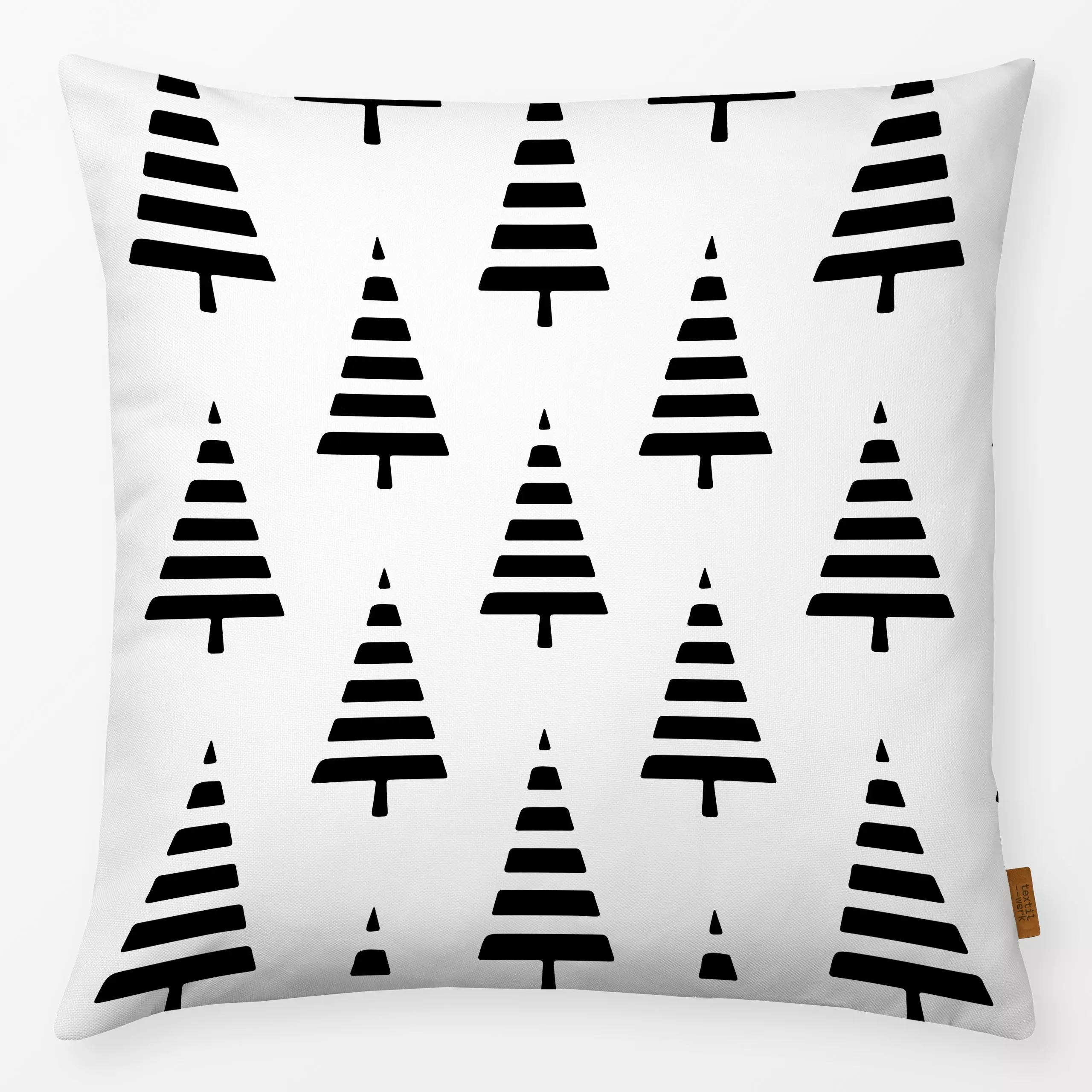 Kissen Nordic Noel Schwarz Weiß - Weihnachten - von „Andrea Haase"; skandinavisch, Bäume, Minimalismus, modern, Silhouette, ...