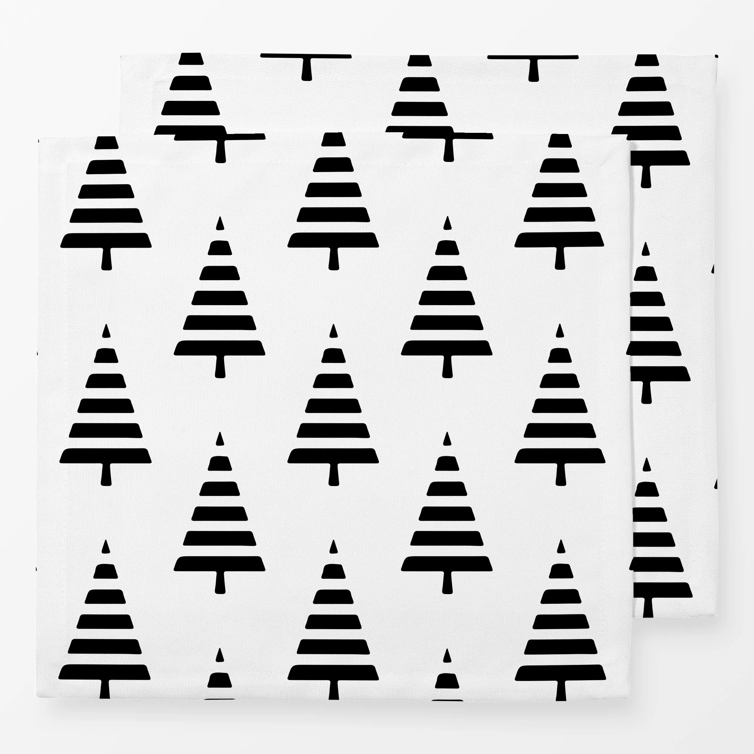 Servietten Nordic Noel Schwarz Weiß - Weihnachten - von „Andrea Haase"; skandinavisch, Bäume, Minimalismus, modern, Silhouet...